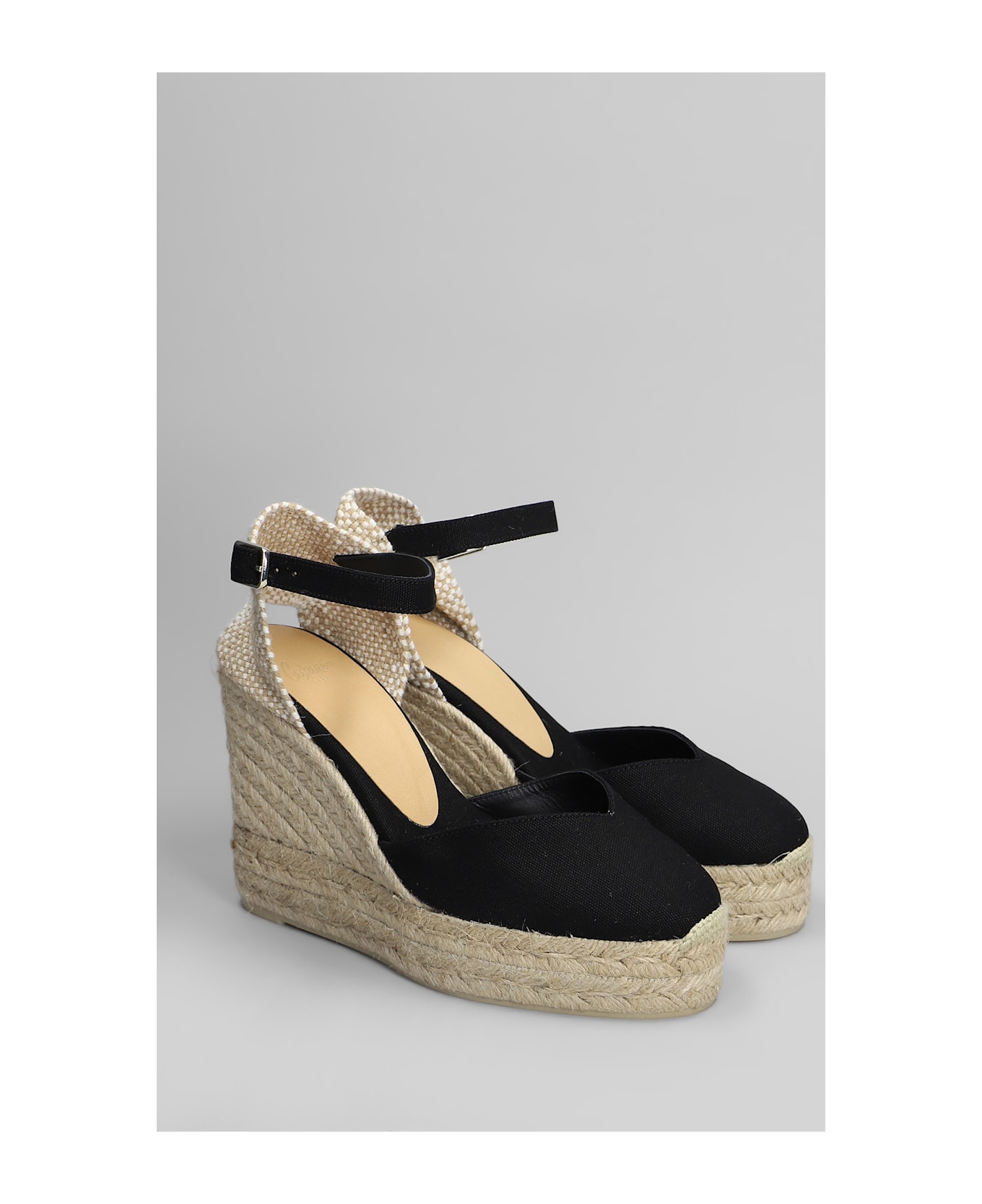 Castañer Chiarita-8ed-001 Wedges In Black Canvas - black