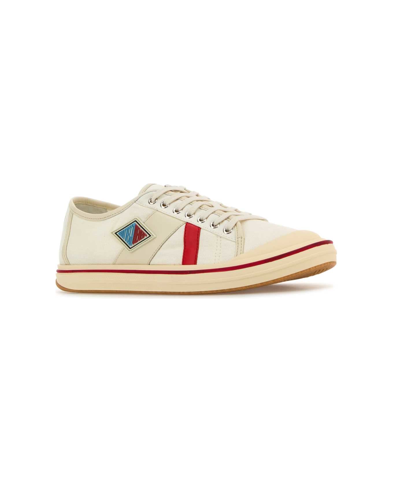 Bottega Veneta Ivory Canvas Eliot Sneakers - WHITESEASALT