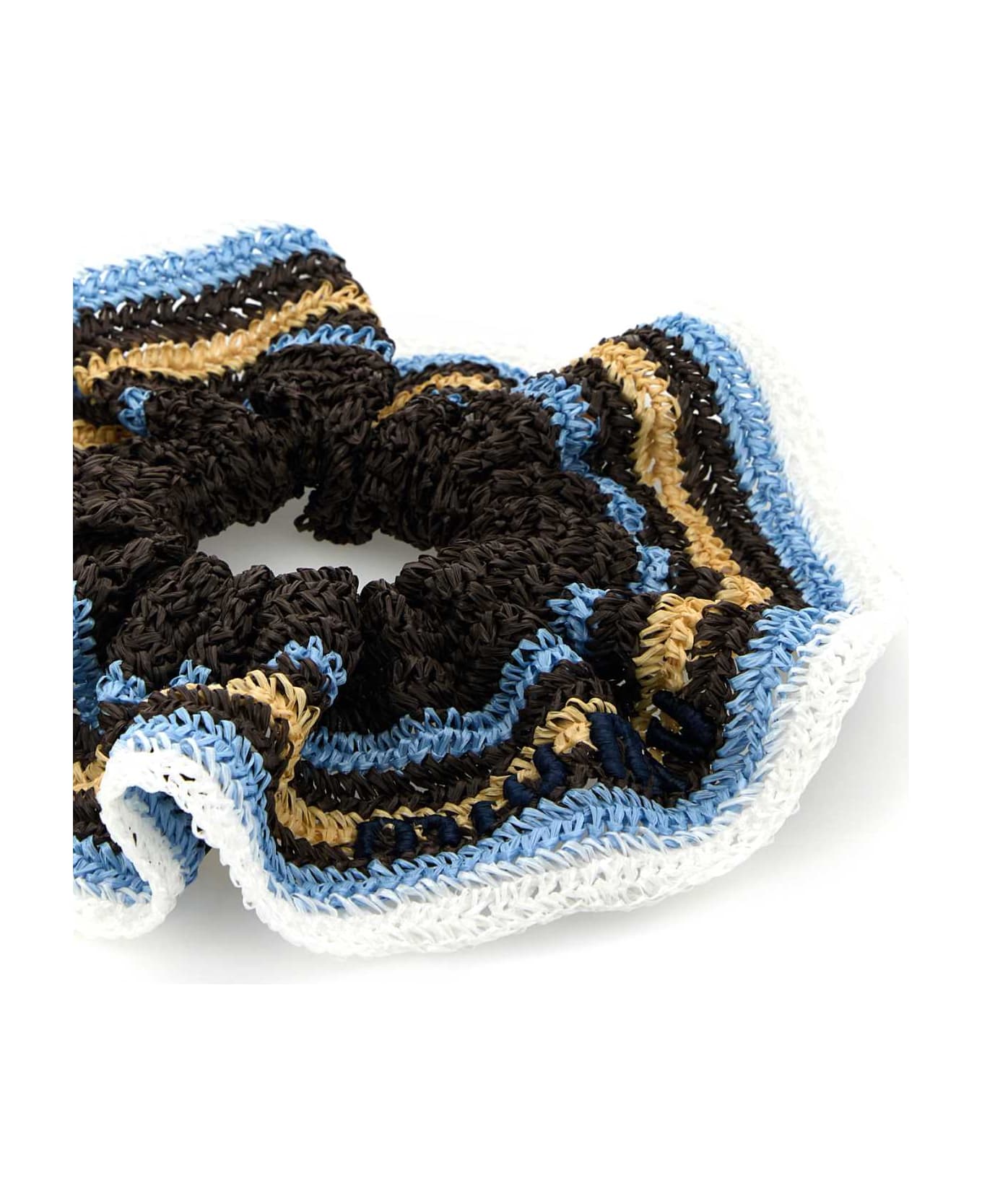 Miu Miu Embroidered Rafia Scrunchie - CACAOCELESTENAT