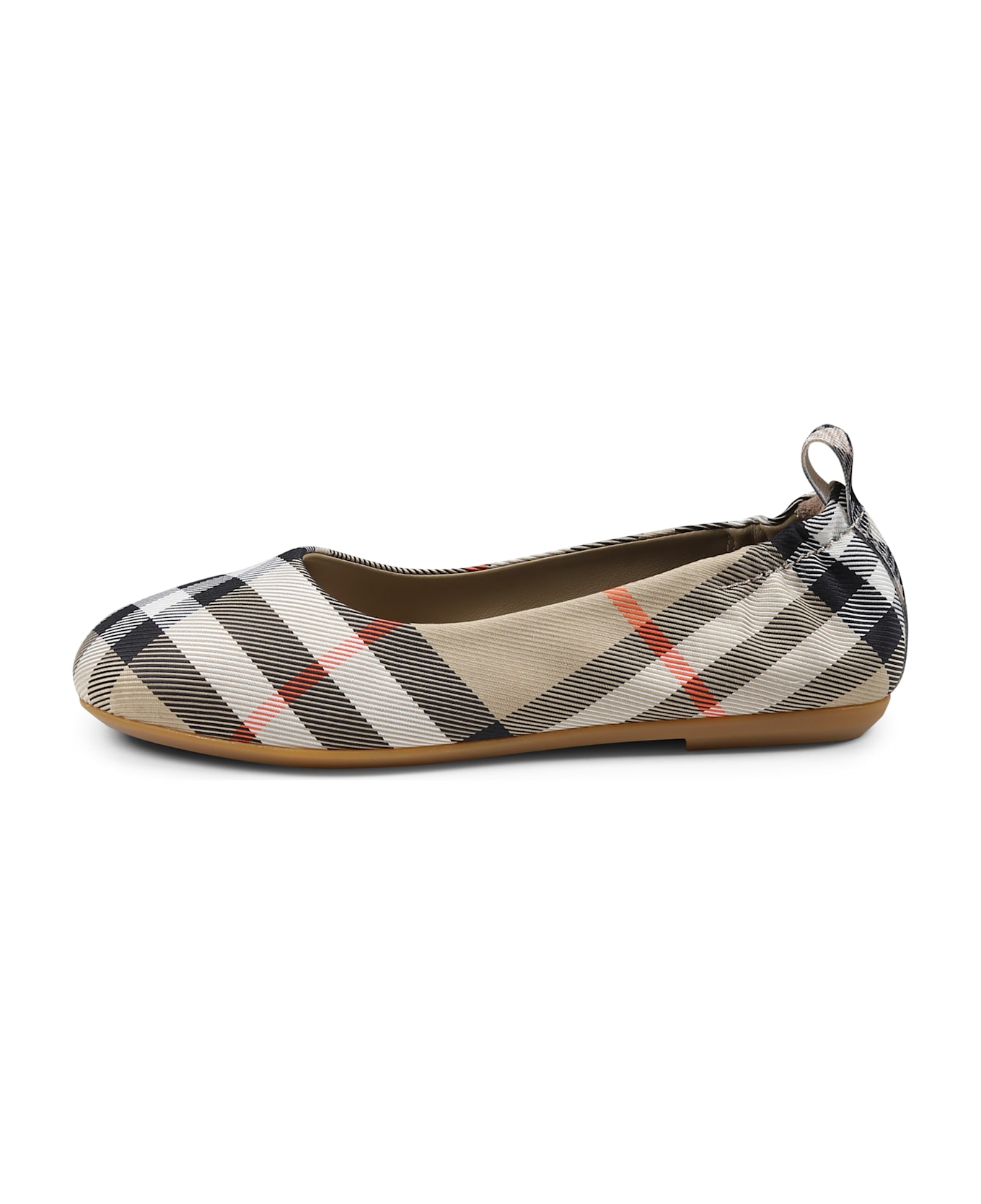 Burberry Beige Ballet Flats For Girl With Vintage Check - Beige