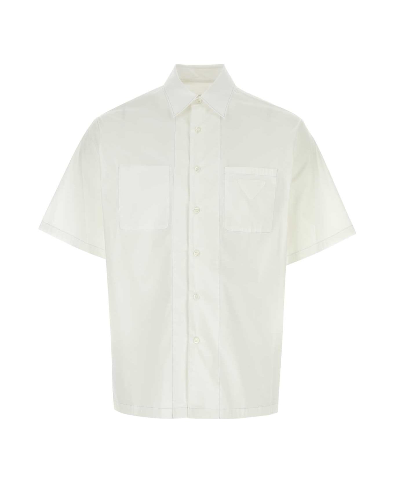 Prada White Stretch Poplin Shirt - BIANCO