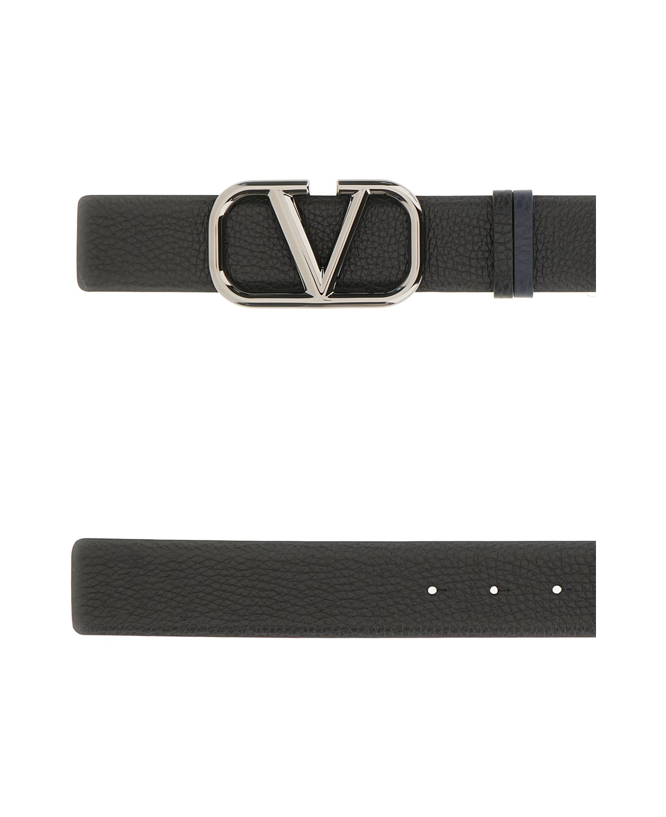 Valentino Garavani Black Leather Belt - NERO MARINE