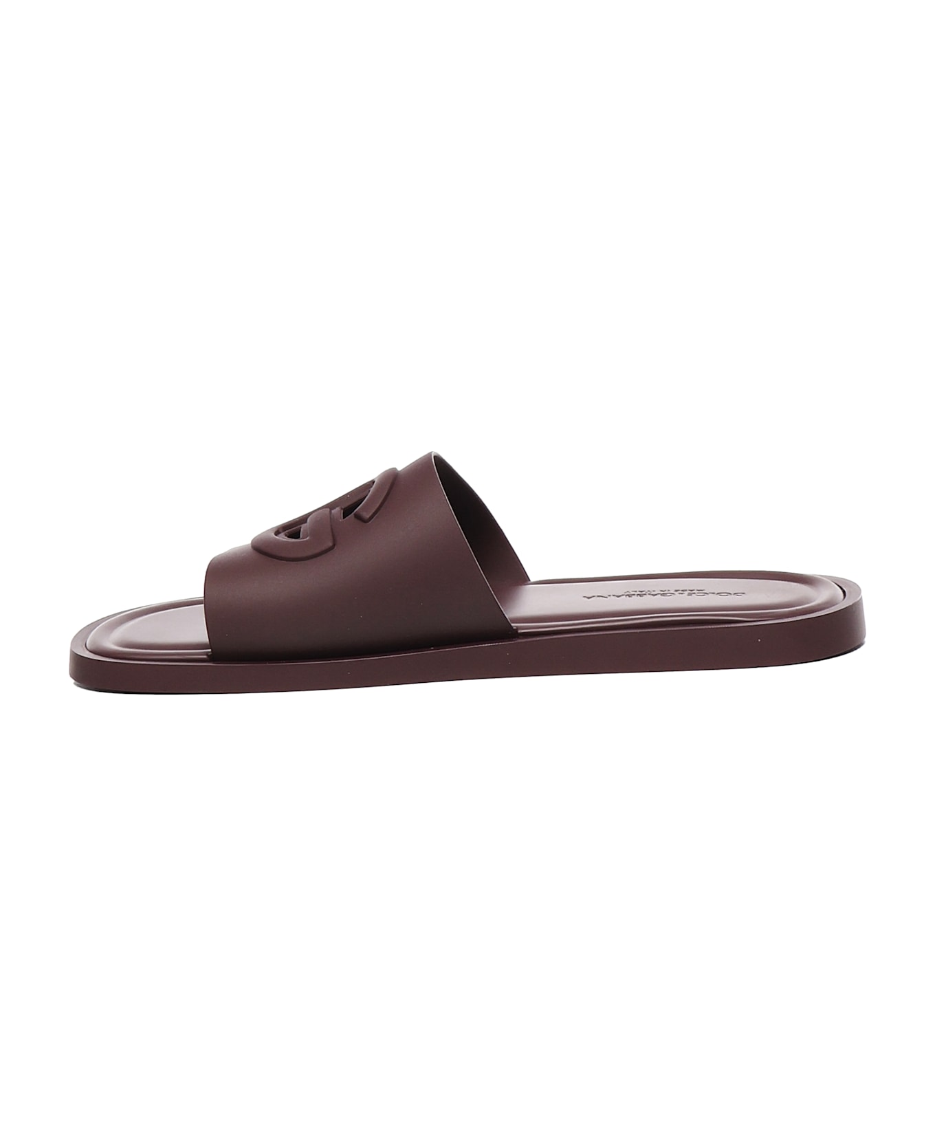 Dolce 
Gabbana Beachwear Slide With Logo - Bordeaux