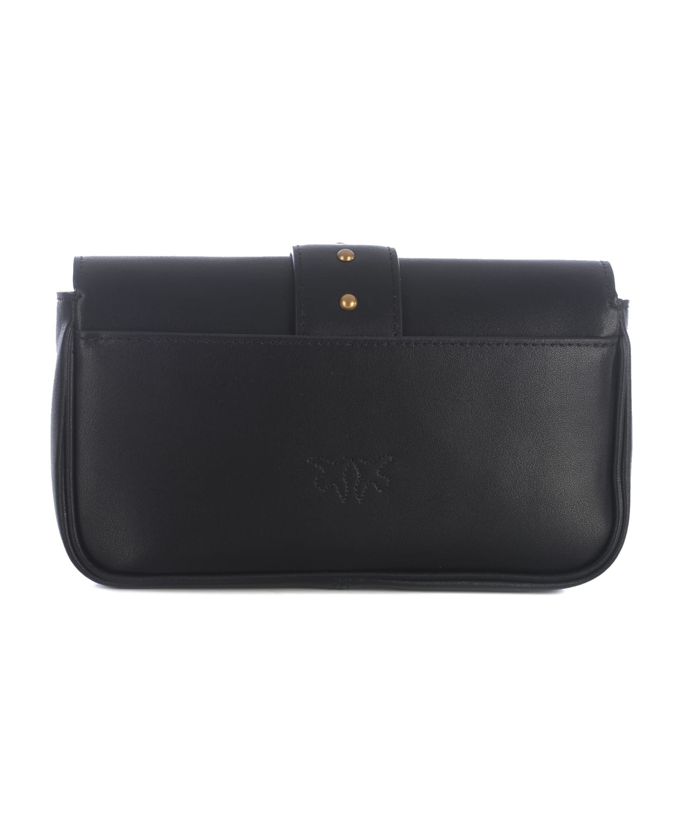 Pinko Clutch Bag Pinko "love One Simply"  In Leather - Nero