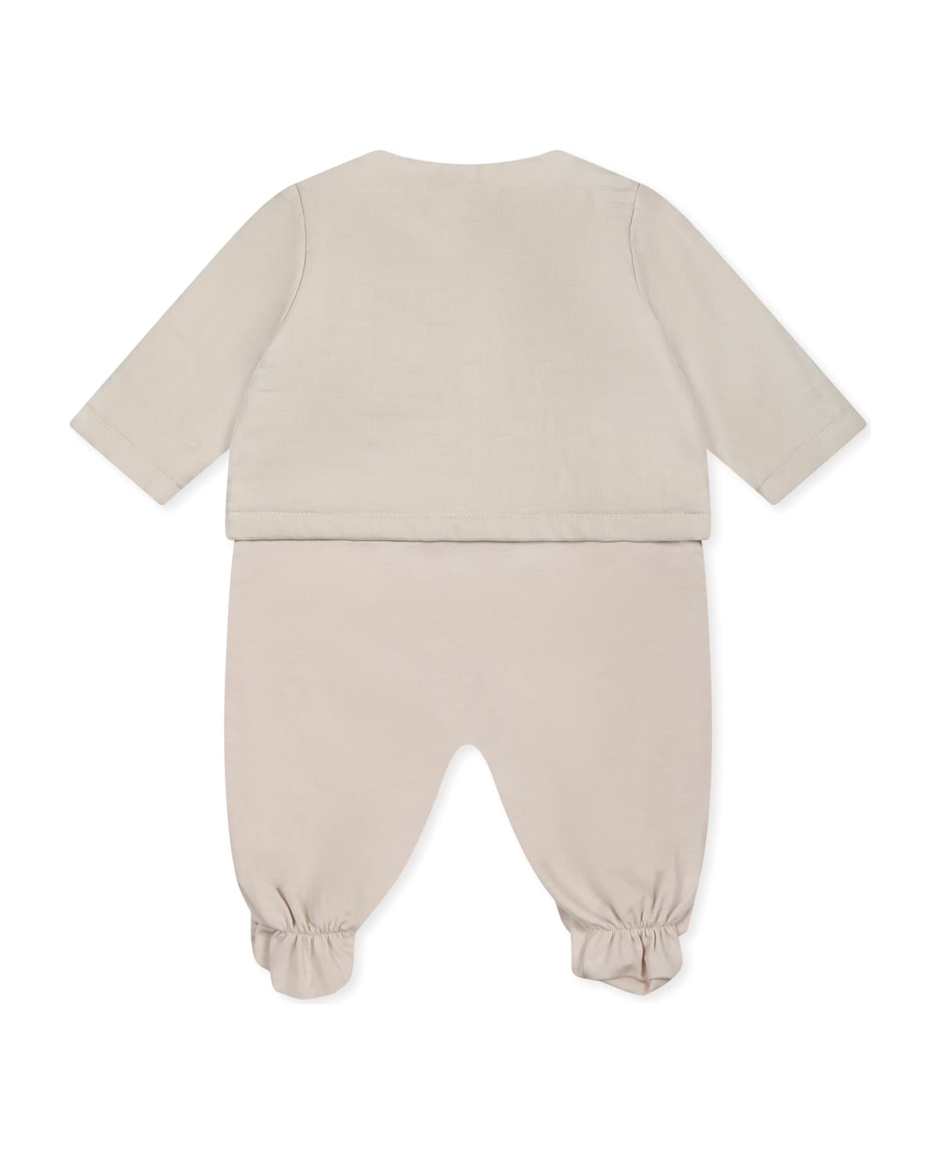 Fendi Beige Babygrow Set For Babykids With Ff - Beige