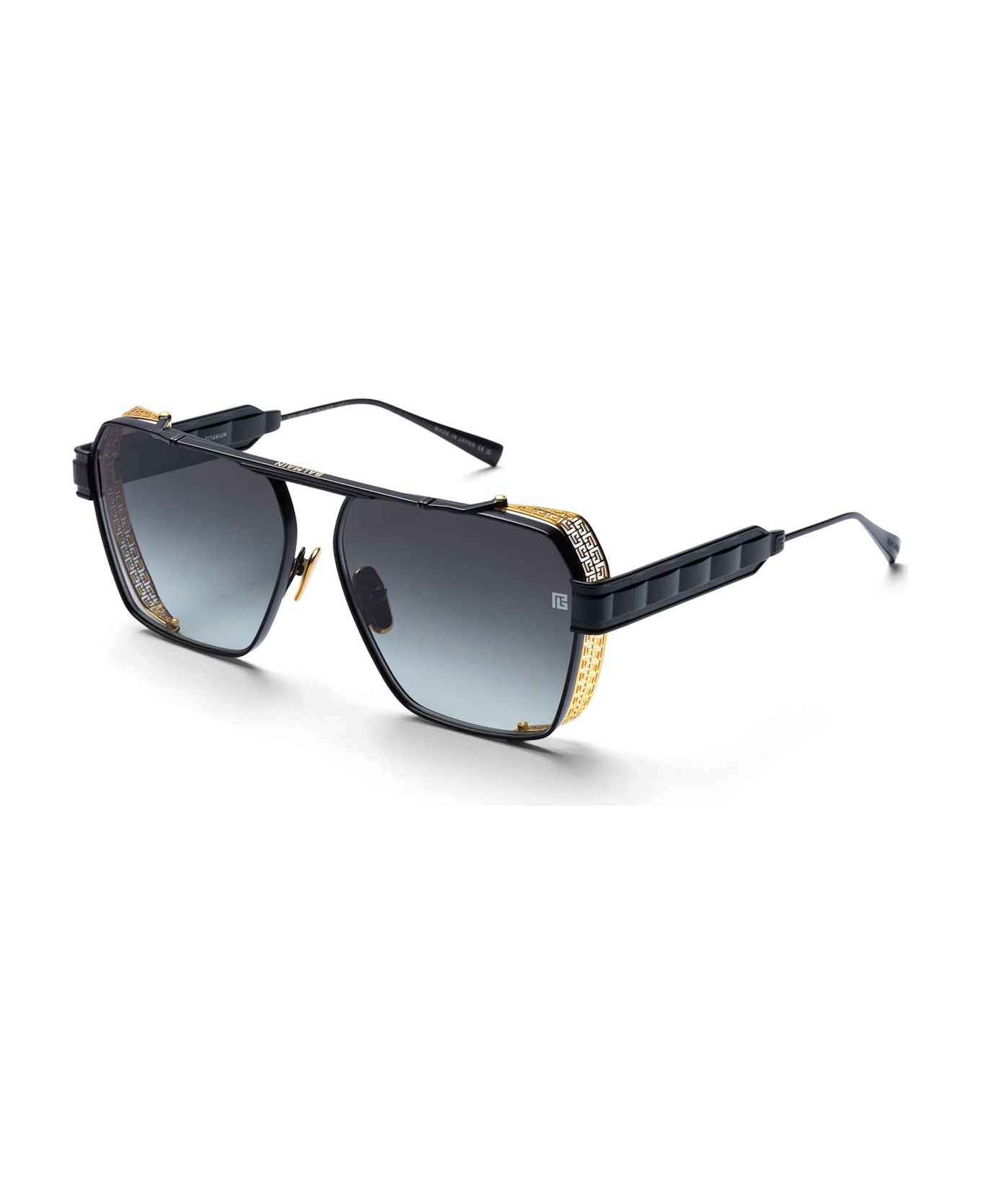 Balmain Premier - Matte Black / Shiny 18k Gold Sunglasses - Black