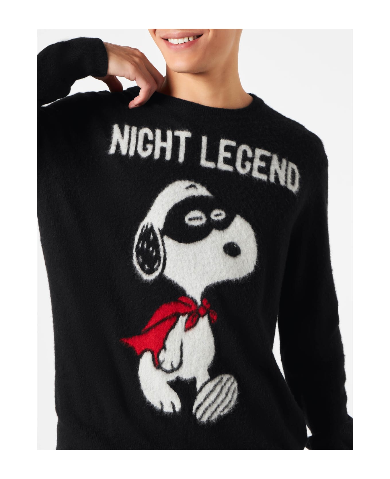 MC2 Saint Barth Man Soft Sweater With Snoopy Night Legend Print | Snoopy - Peanuts Special Edition - BLACK