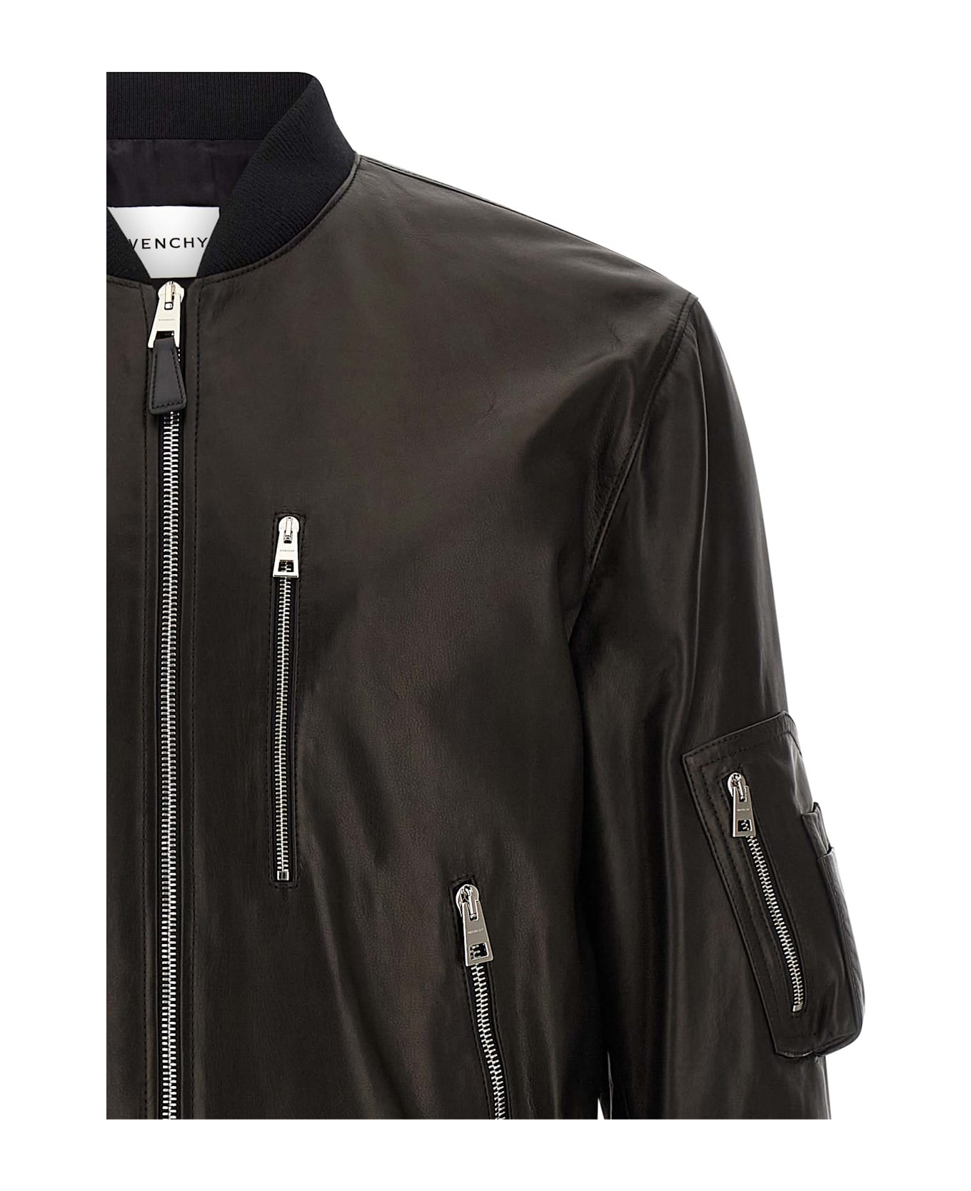 Givenchy Leather Bomber Jacket - Black  