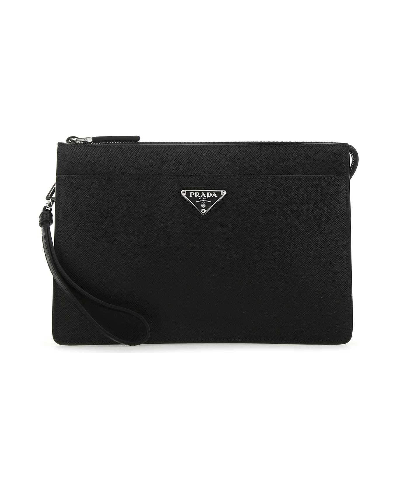 Prada Black Leather Clutch - NERO