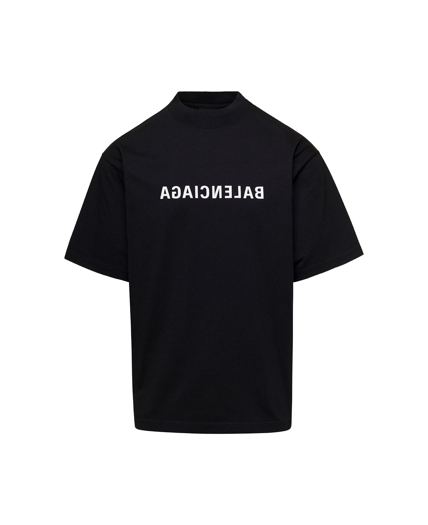 Balenciaga Medium Fit T-shirt Bal Mirror Print Vint Jersey - Black