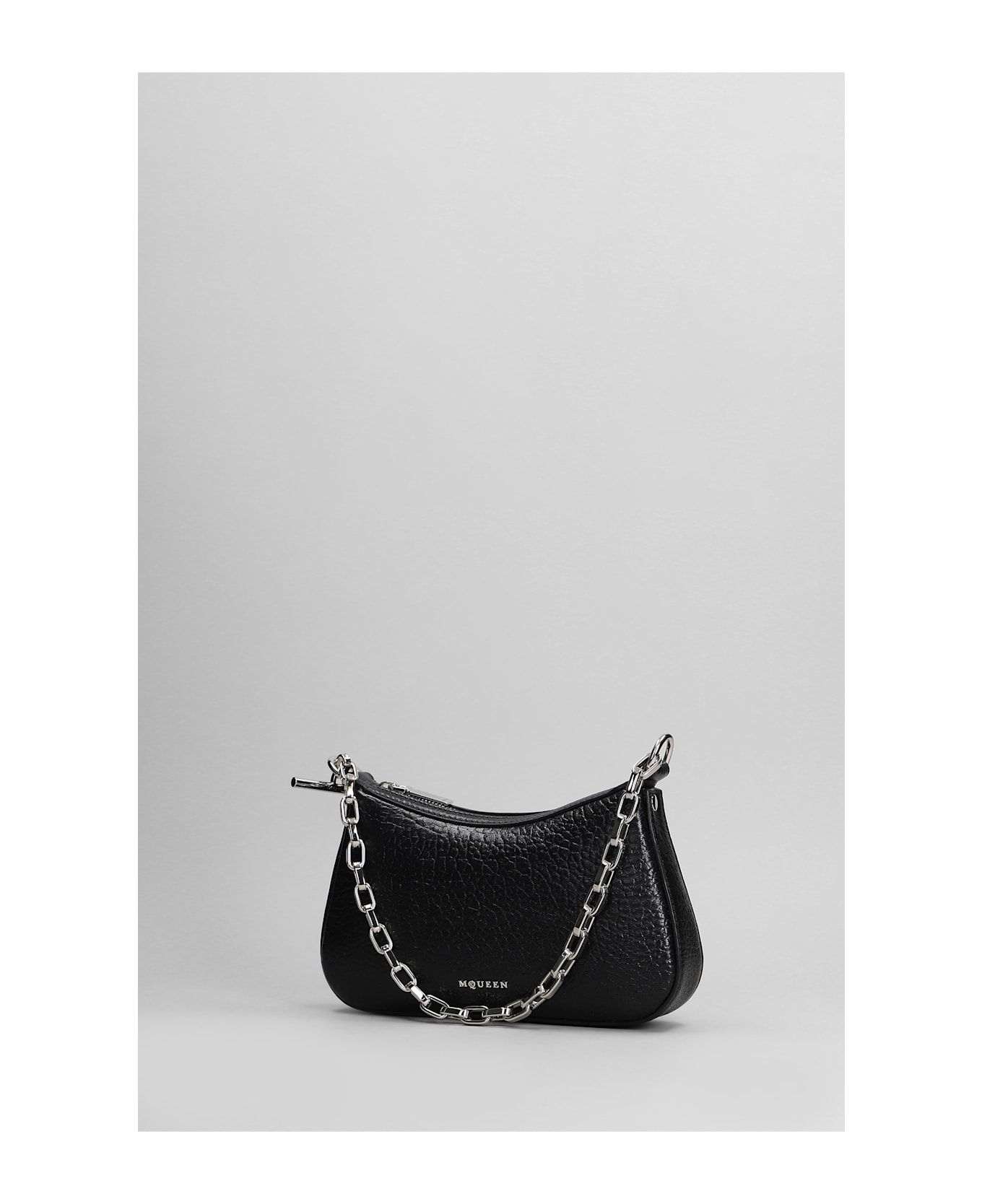 Alexander McQueen T Bar Mini Pouch Shoulder Bag In Black Leather - Black/silver