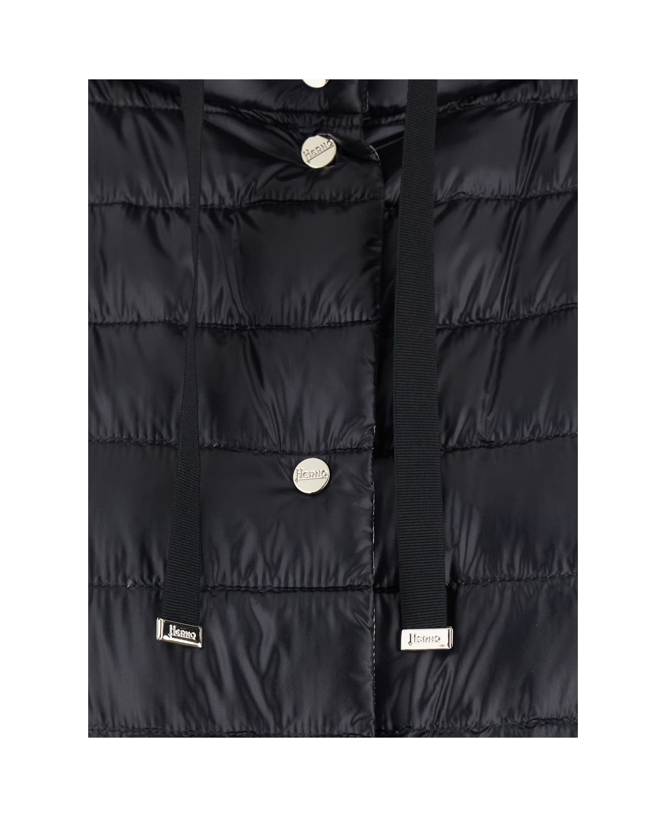 Herno Black Reversible Sleeveless Vest With High Drawstring Neck In Tech Fabric Woman - Black