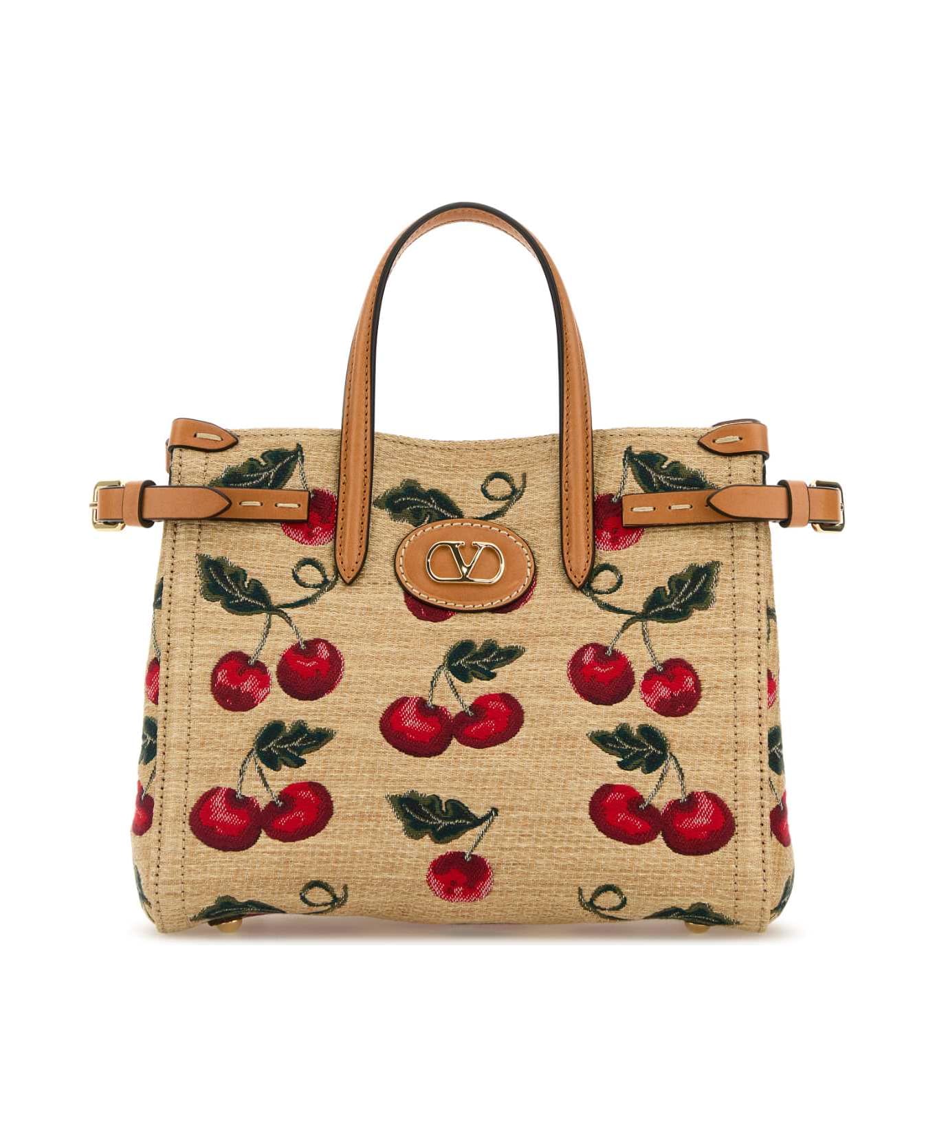 Valentino Garavani Embroidered Raffia Small Antibes Handbag - NATURALEMULTICOLORNATURALCAMEL