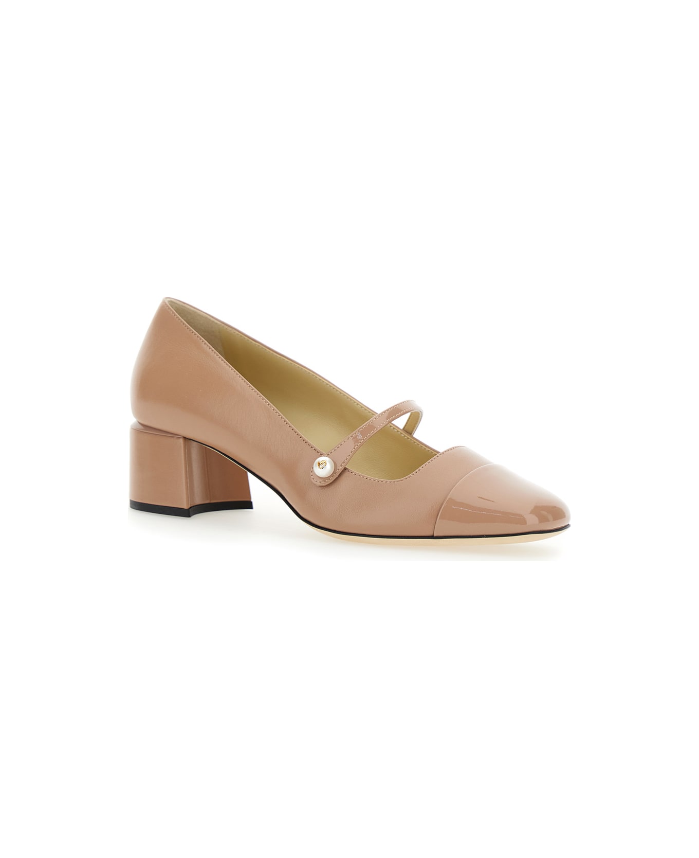 Jimmy Choo 'elisa' Pink Pumps With Strap Closure With Button In Leather Blend Woman - Pink