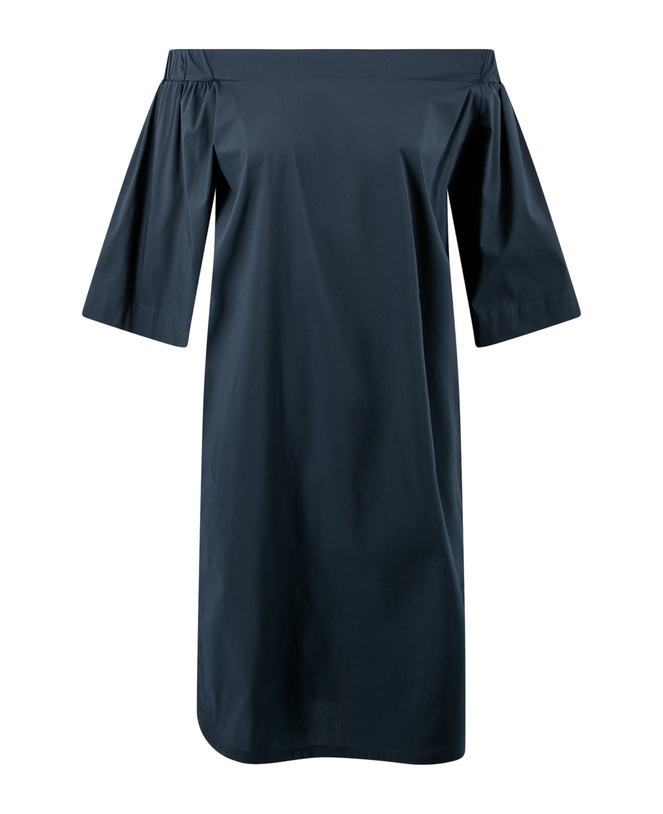 D.Exterior Cotton Dress With Bare Shoulders - Blue