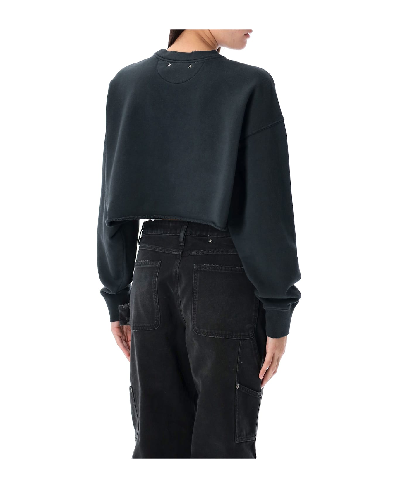 Golden Goose Embellished Cropped Sweatshirt - BLACK