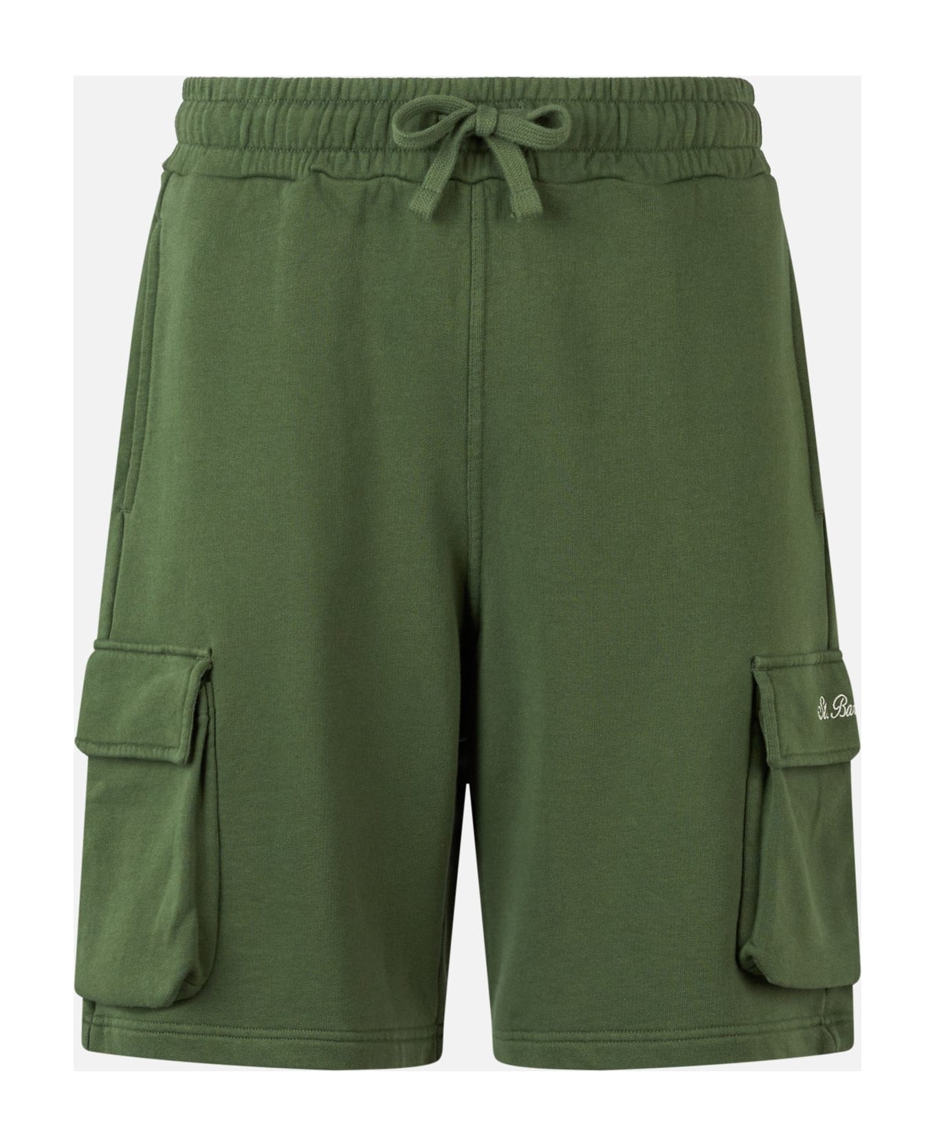 MC2 Saint Barth Man Military Green Cargo Short Pants Cargy - GREEN