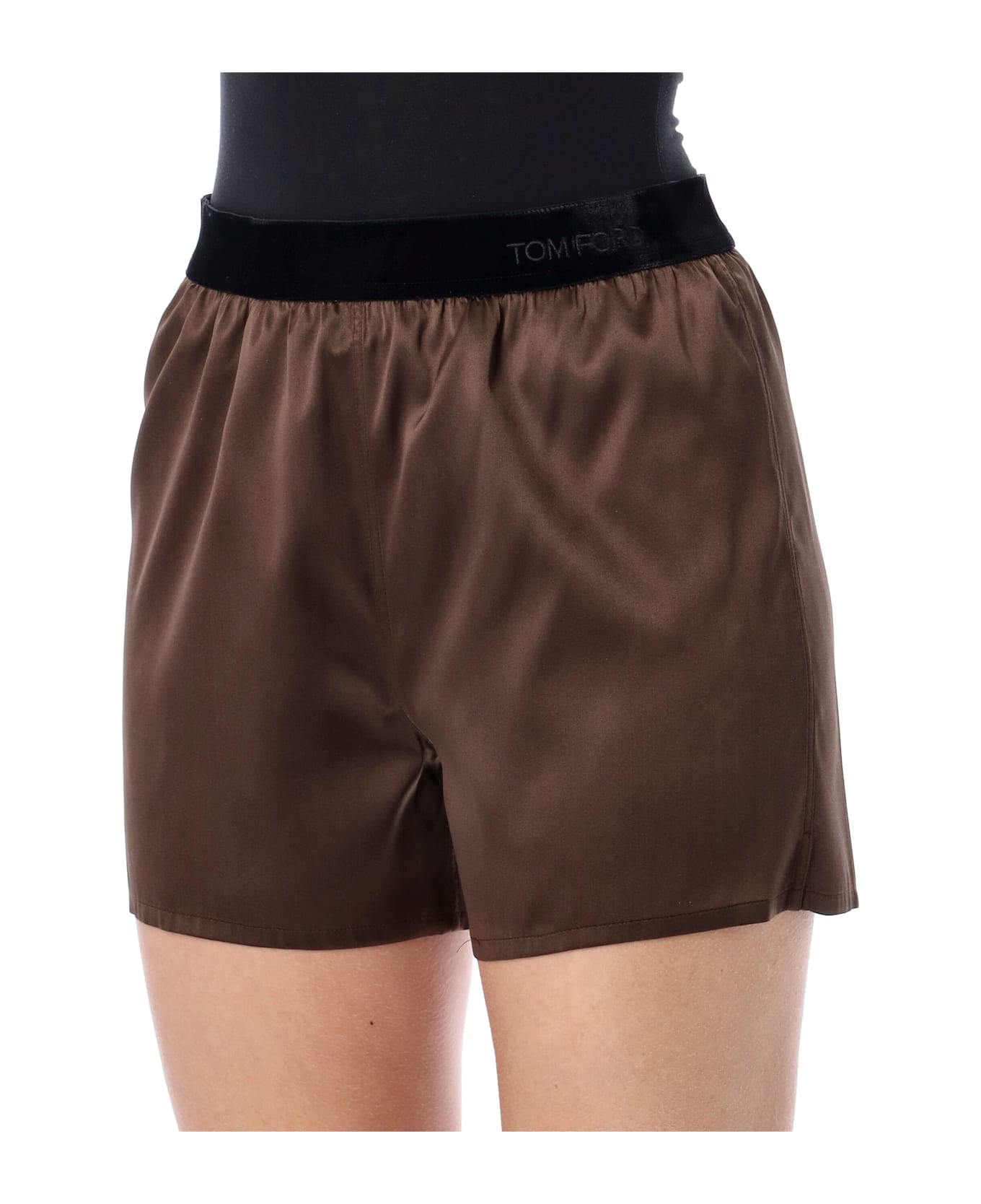 Tom Ford Stretch Silk Satin Pj Shorts - CINNAMON