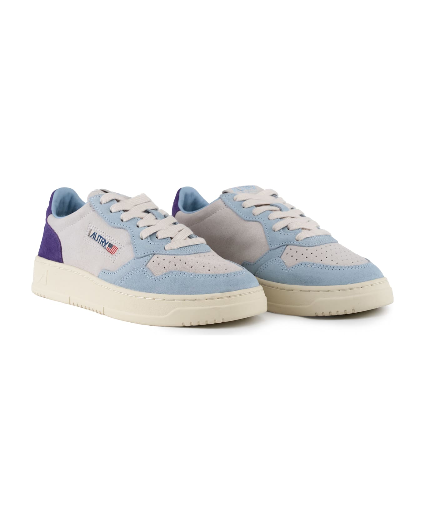 Autry Medalist Low Tricolor Suede Sneakers - Purple