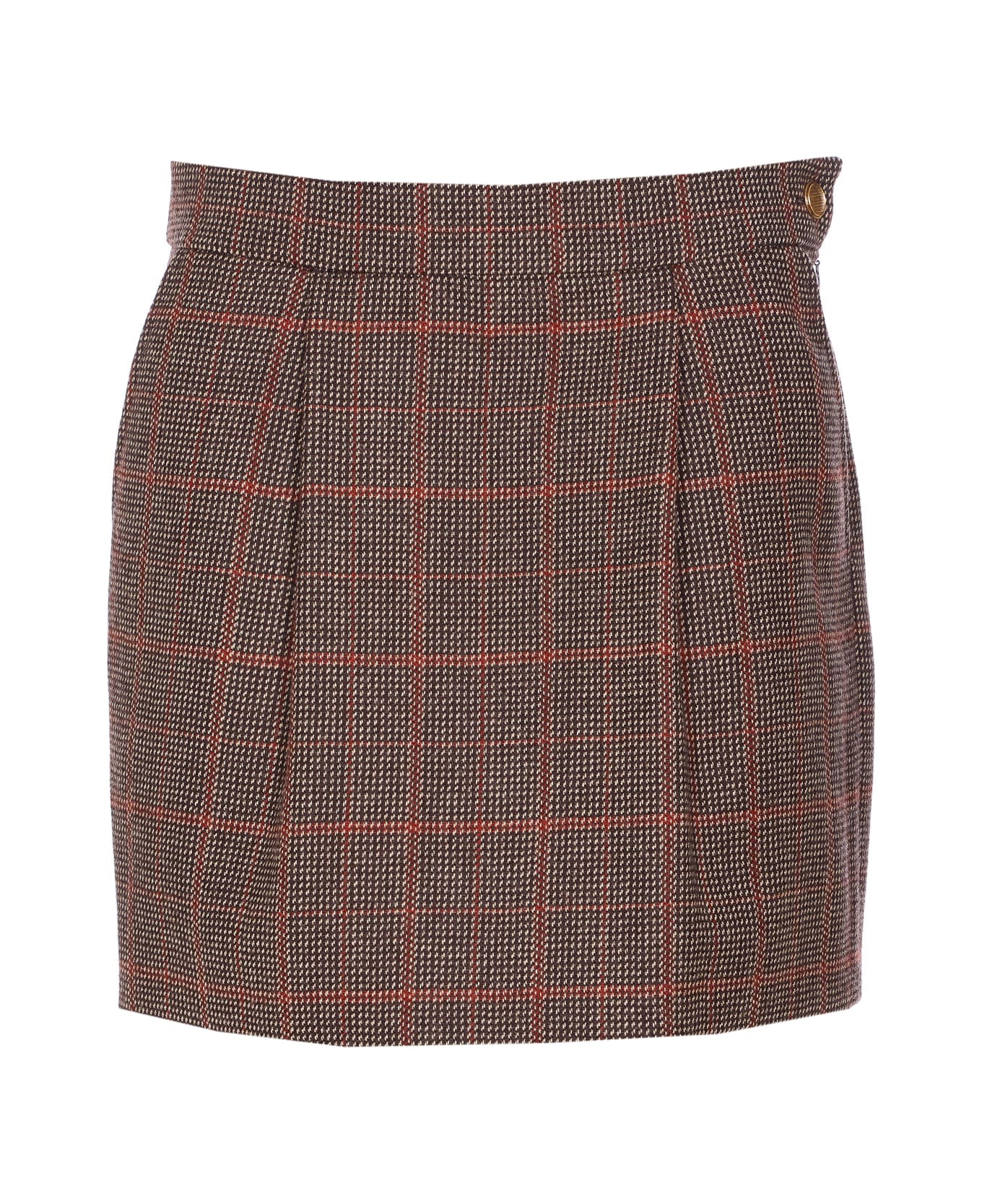 Chloé Mini Check Skirt - Brown