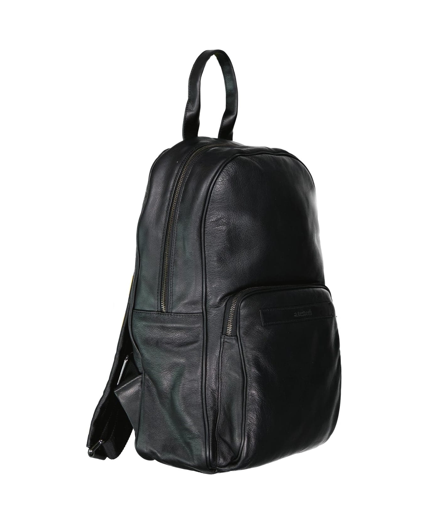 a.testoni Leather Backpack - Black