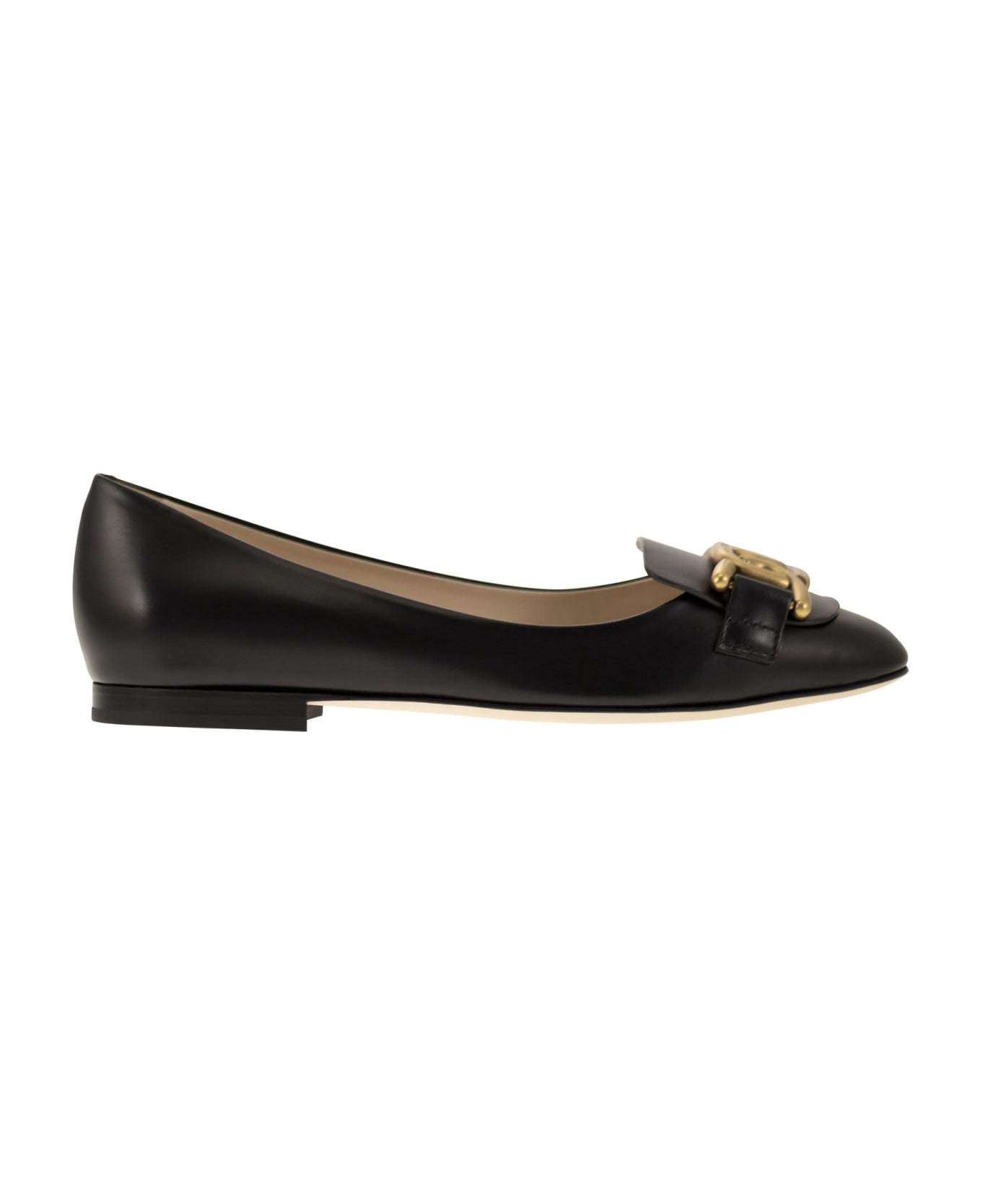 Tod's Leather Ballerina With Accessory - Black