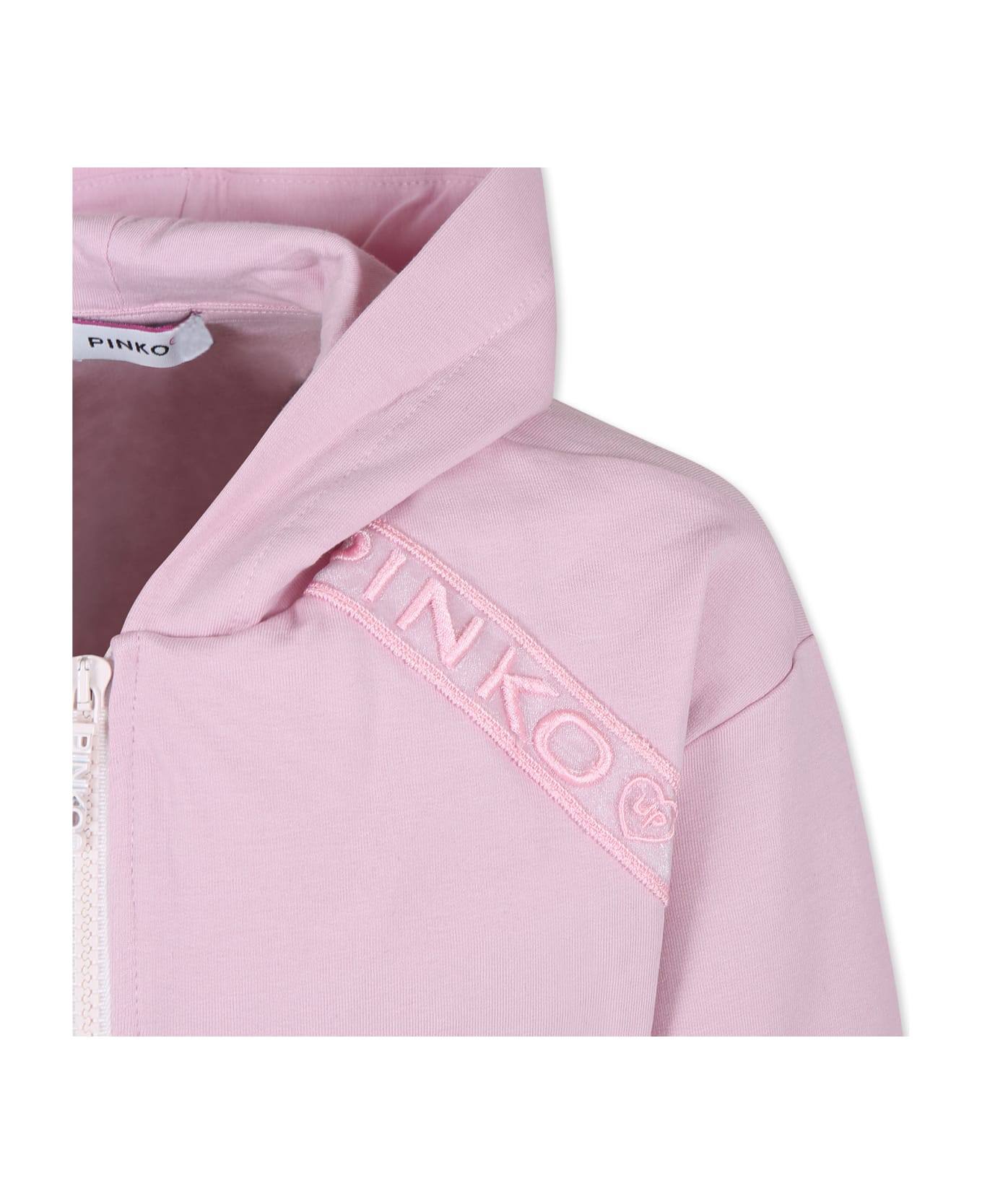 Pinko Pink Sweatshirt For Girl With Logo - Pink