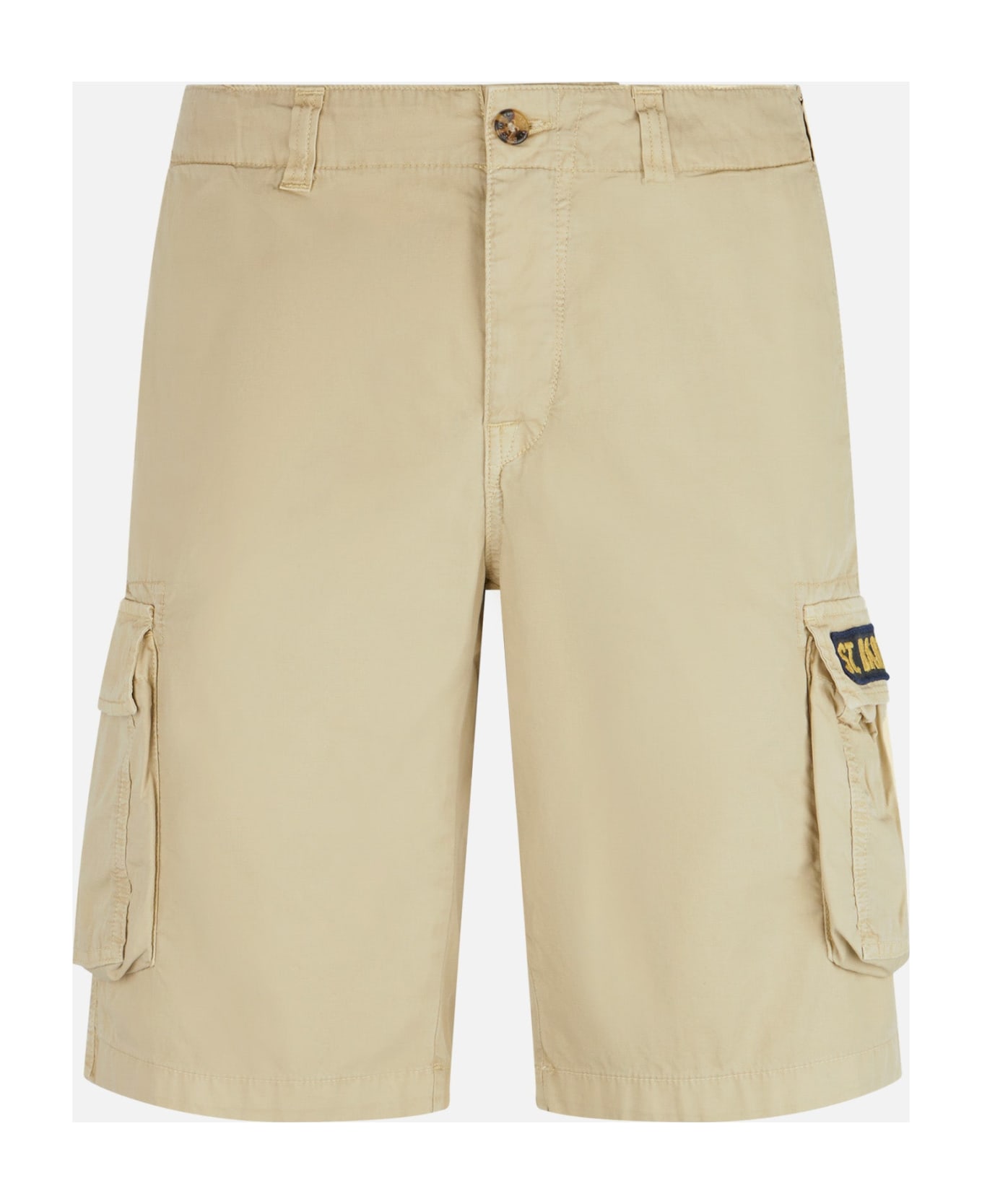 MC2 Saint Barth Man Beige Cotton Cargo Shorts