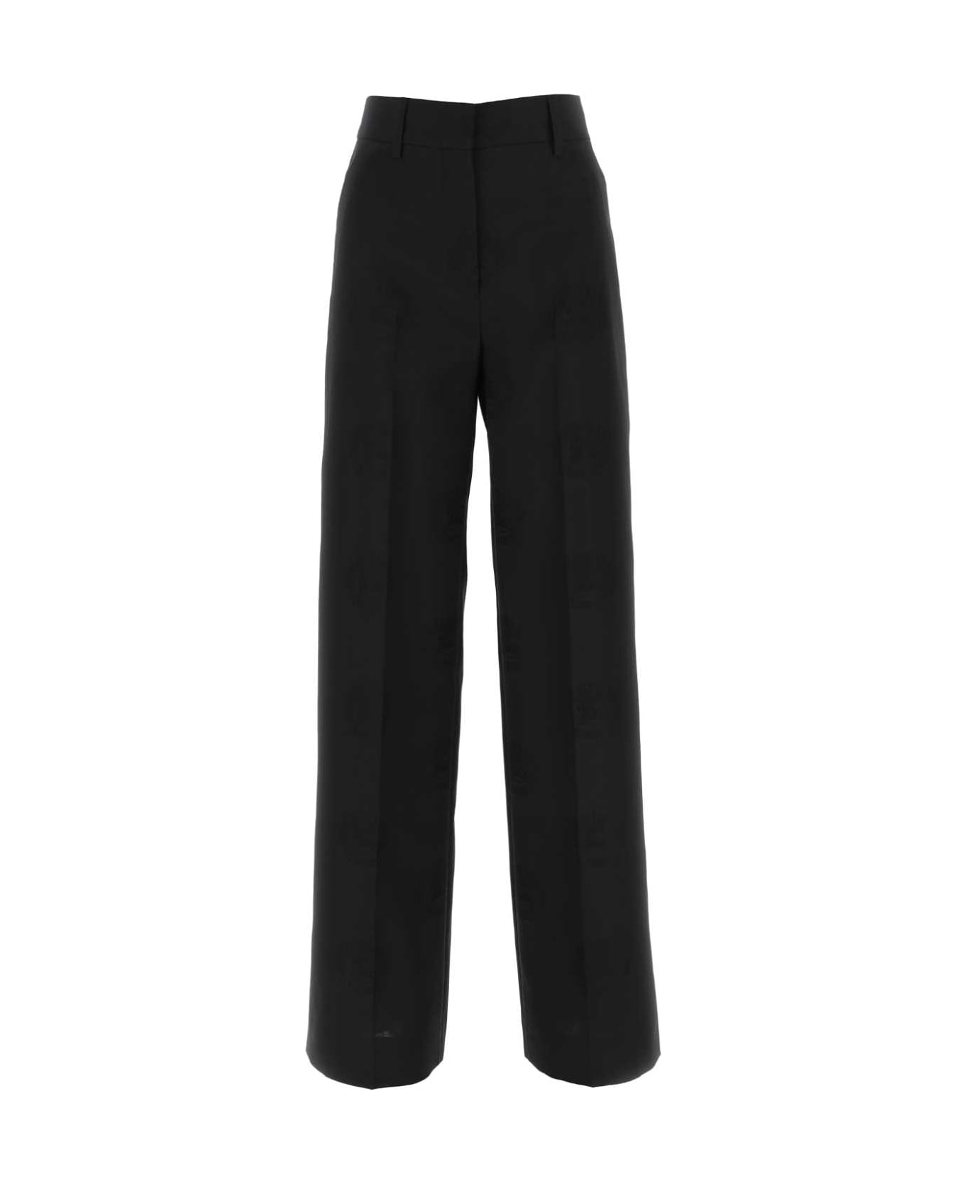 Burberry Black Wool Blend Wide-leg Pant - A1931