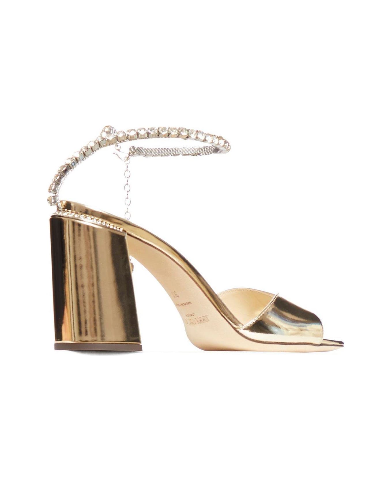 Jimmy Choo Saeda Embellished Heeled Sandals - Gold Crystal Honey