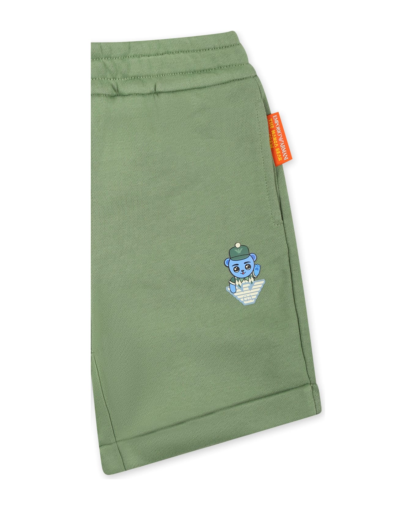Emporio Armani Green Shorts For Baby Boy With Manga Bear - Green