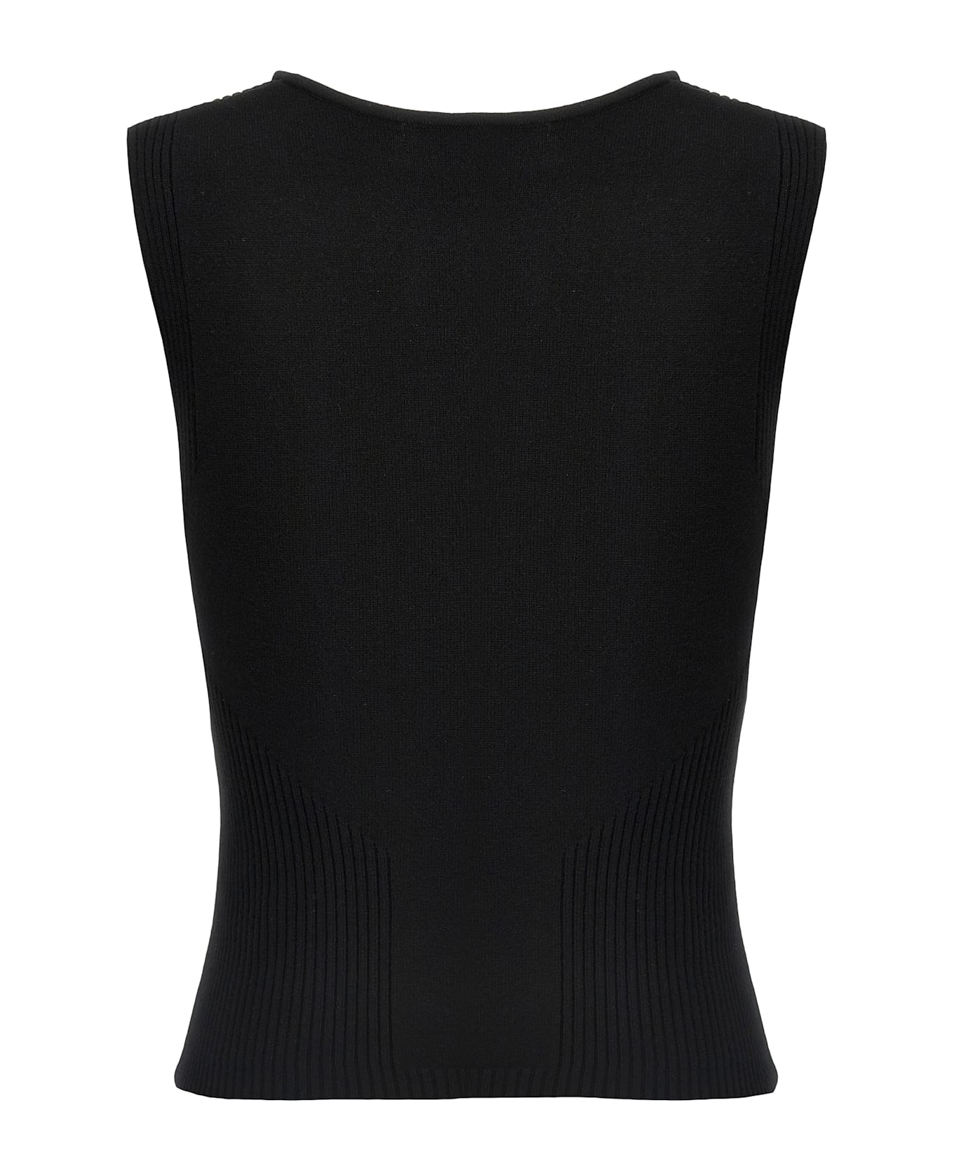 Marine Serre 'moon Jewelry Knit Open Neck' Top - Black  