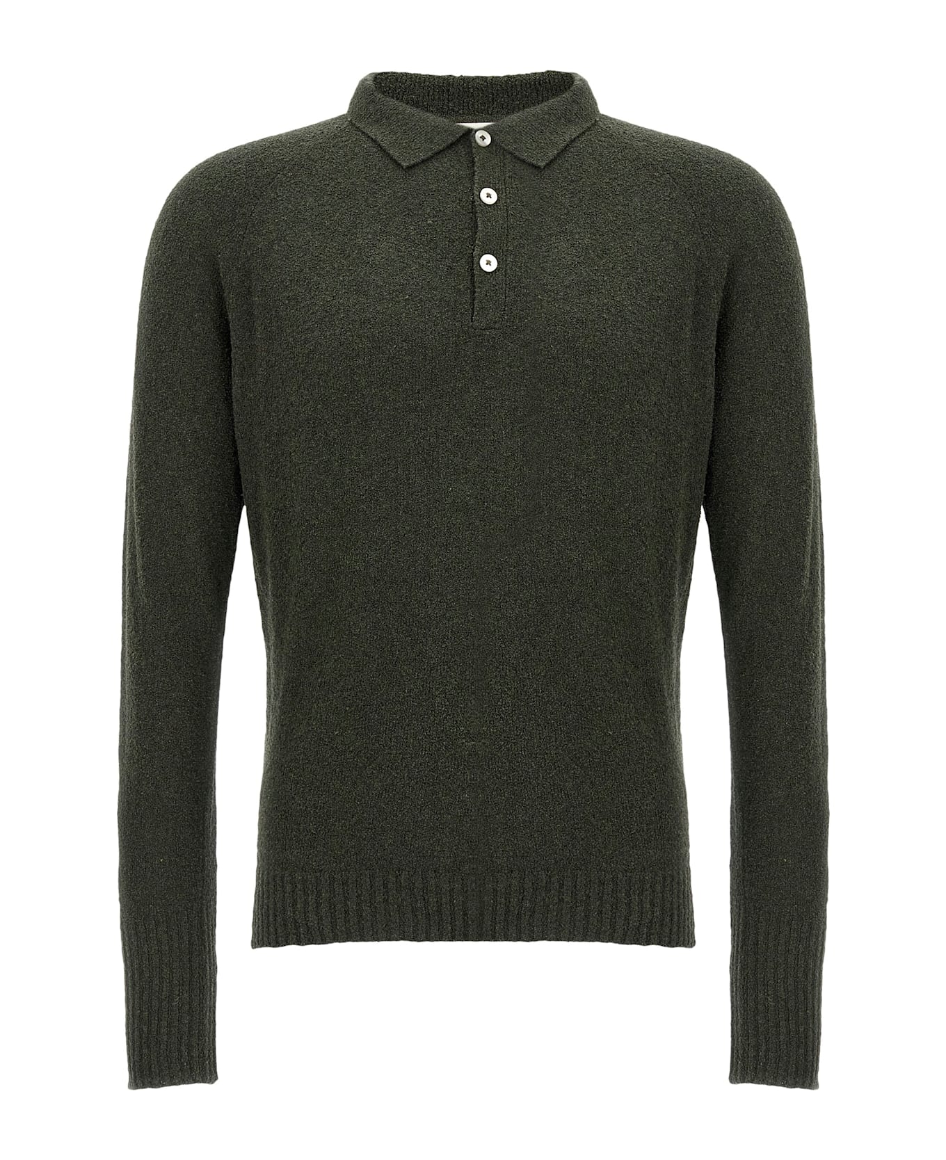 Ma
ry
ya Bouclé Cotton Polo Shirt - Green