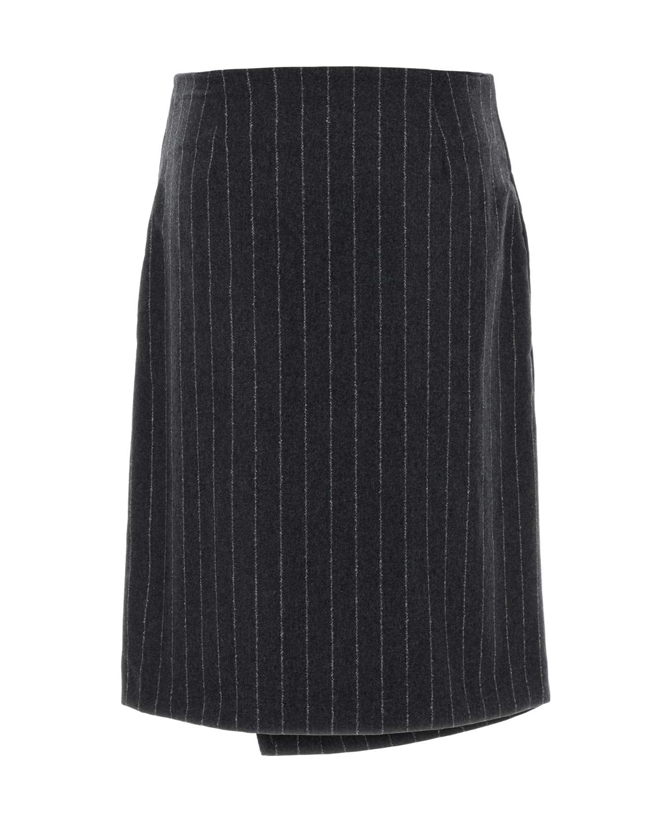 Loulou Studio Embroidered Wool Blend Mason Skirt - ANTHRACITESTRIPES