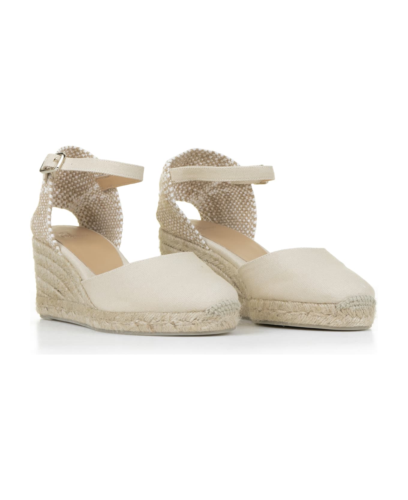Castañer Carol Espadrilles In Canvas With Wedge - IVORY ウェッジシューズ