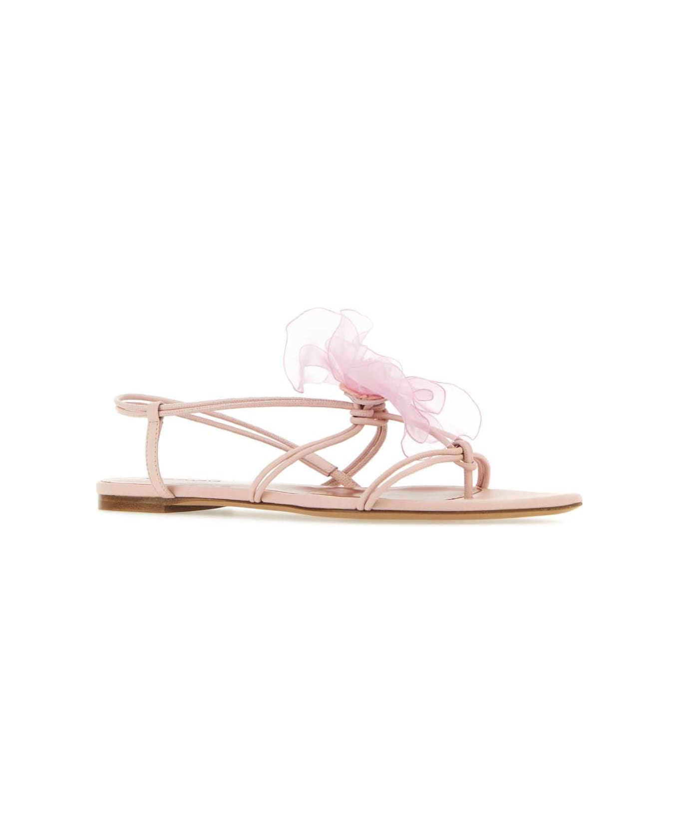 Nensi Dojaka Pastel Pink Nappa Leather Thong Sandals - Pink