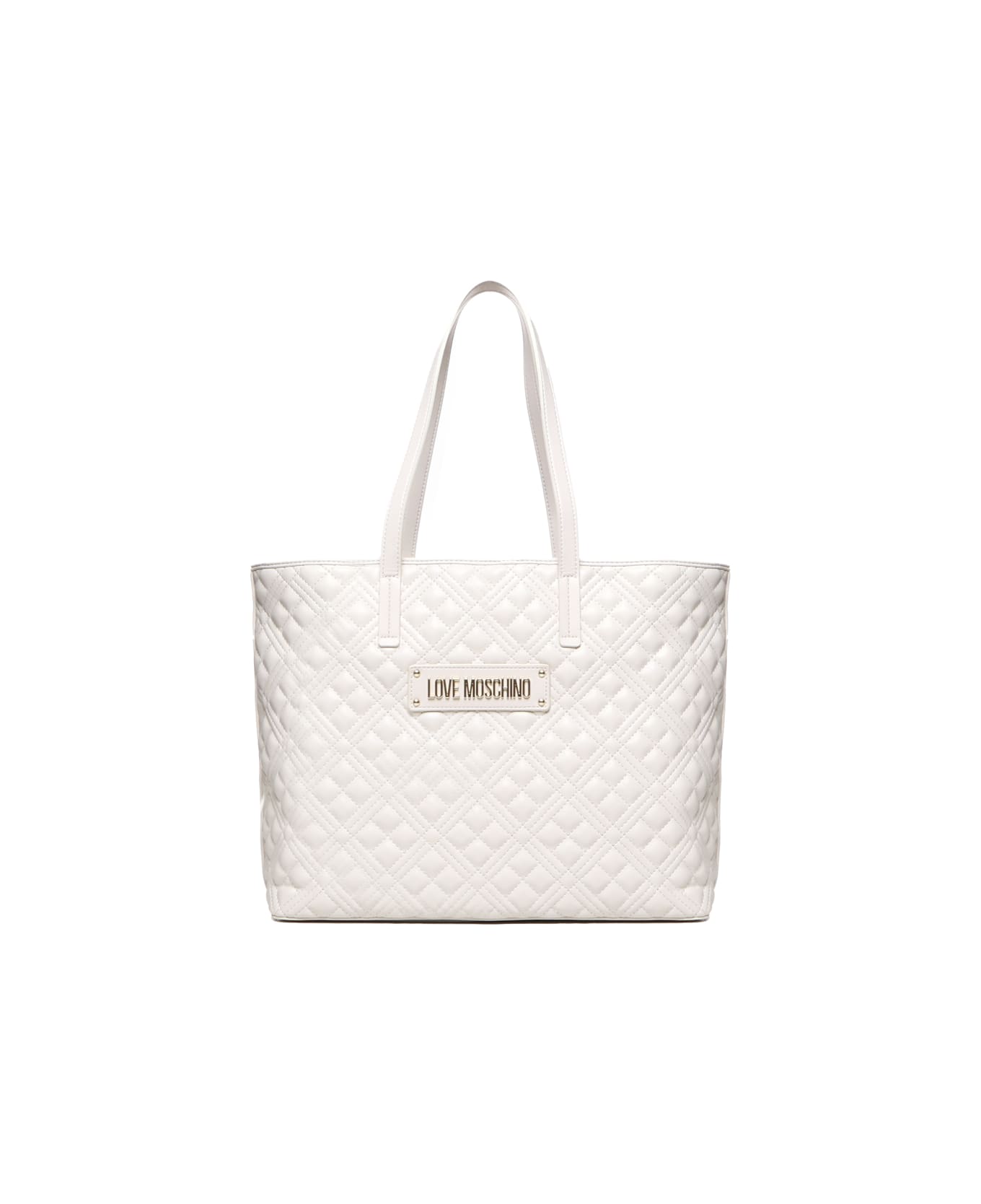 Love Moschino Shoulder Bag With Logo - Ivory トートバッグ