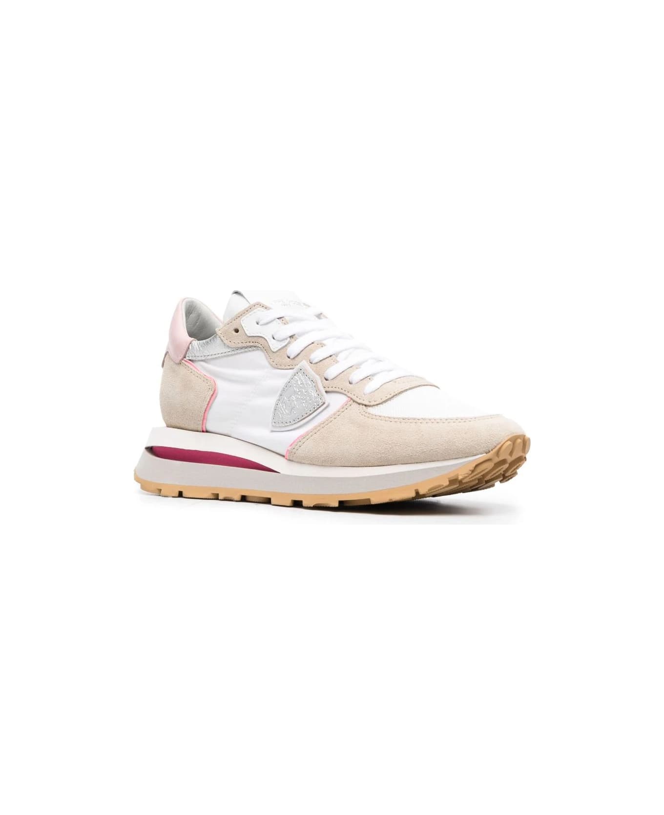 Philippe Model Tropez Haute Low Sneakers - White And Pink - Pink