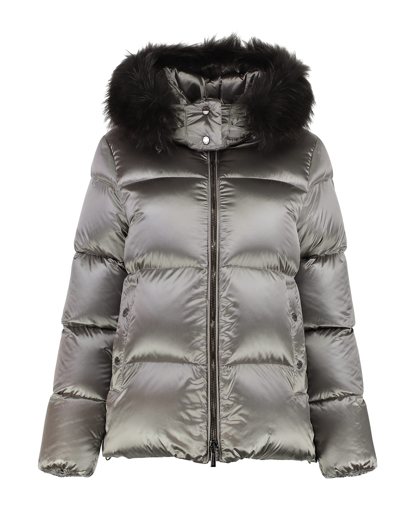 Moorer Melita Hooded Short Down Jacket - Silver