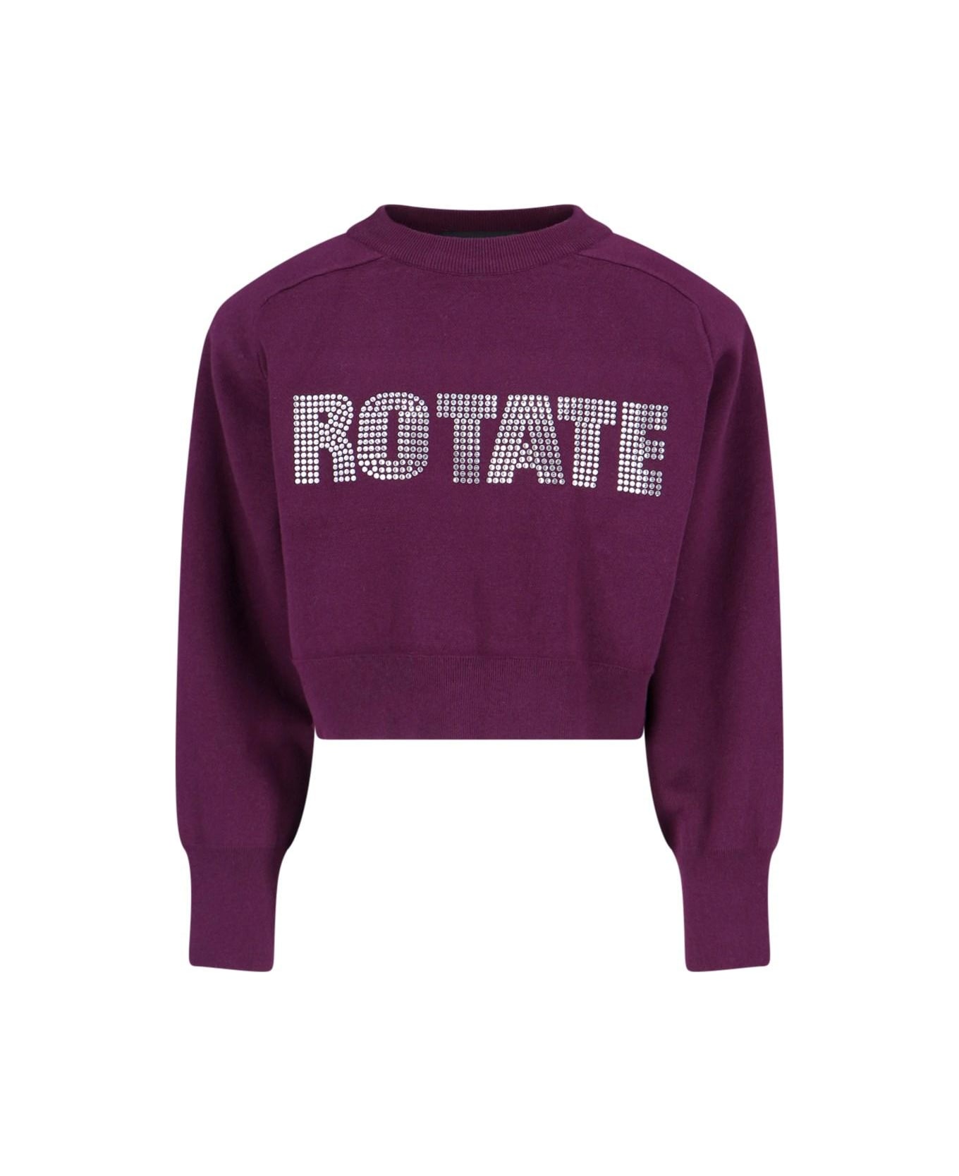 Rotate by Birger Christensen Logo Cropped Sweatshirt - Burgundy