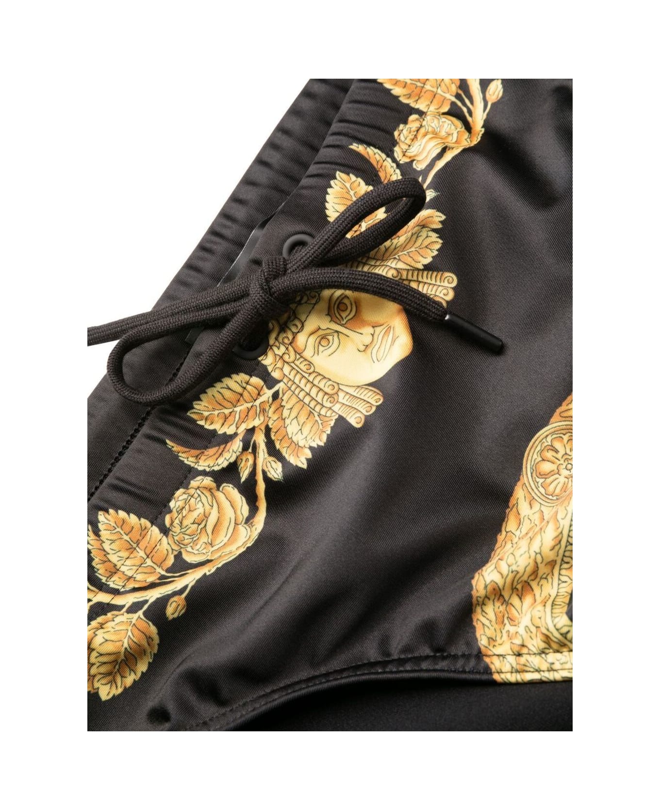 Versace Black Swim Scattered With Drawstring And Barocco Print In Sretch Polyester Man - Black