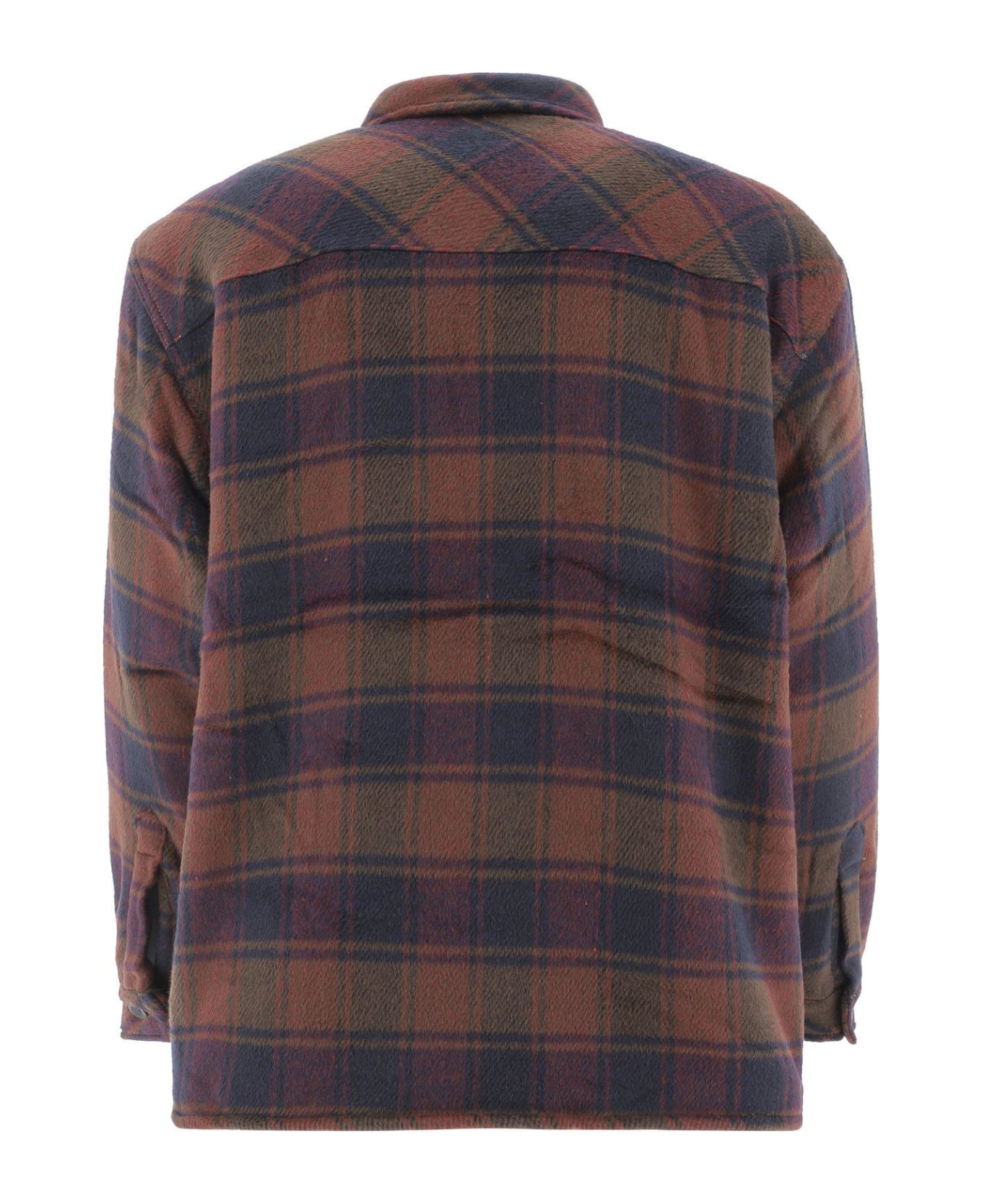 PACCBET Logo Embroidered Check Shirt Jacket - NAVY