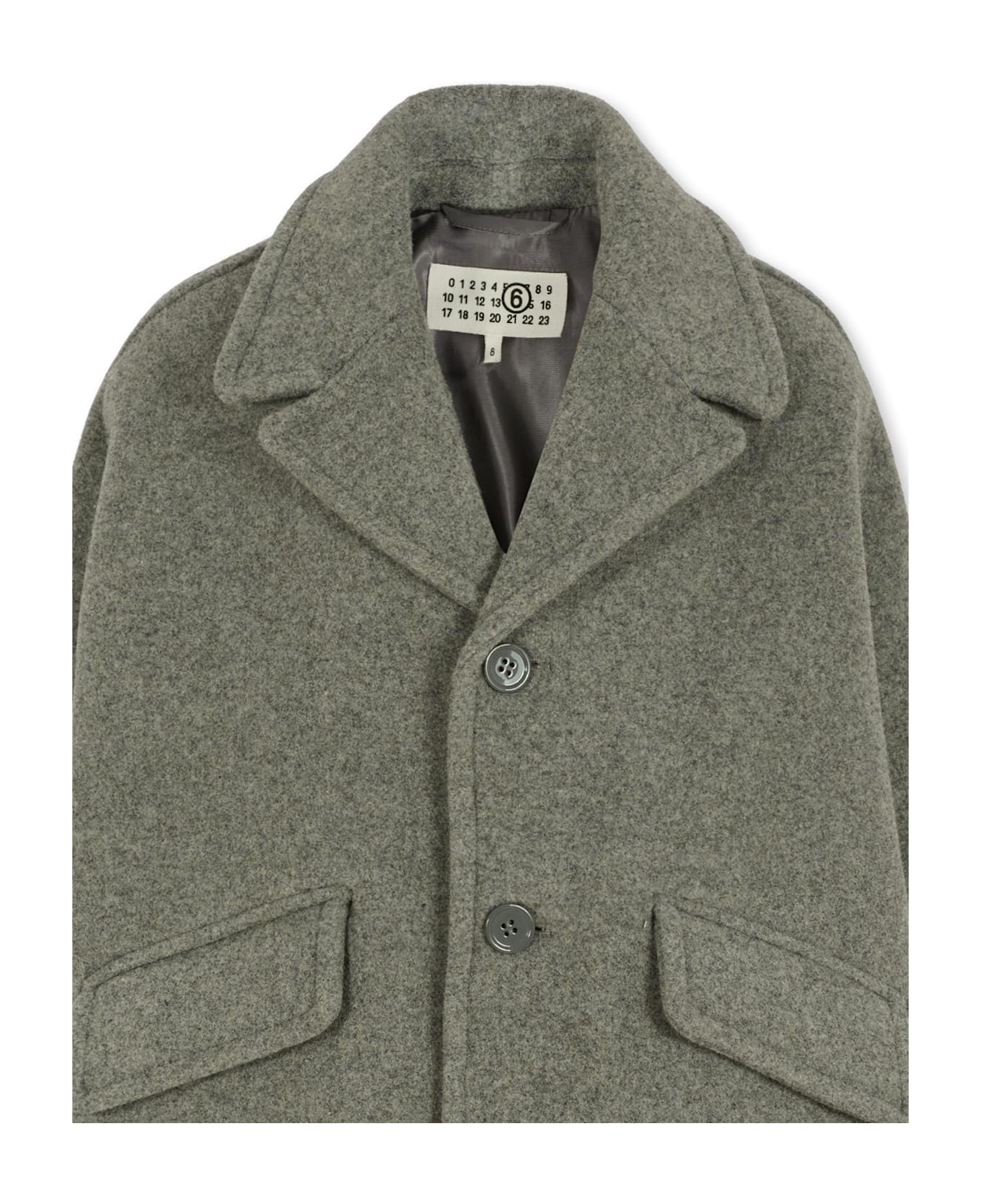 MM6 Maison Margiela Grey Coat For Kids With Logo - Grey