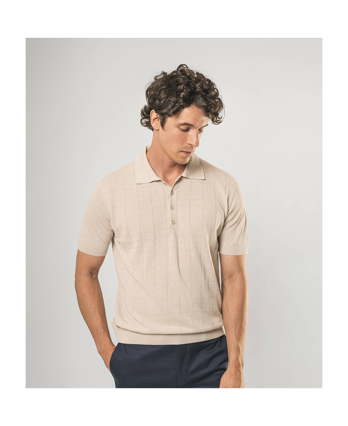 Larusmiani Linen And Cotton Polo Saint Tropez Sweater - Beige