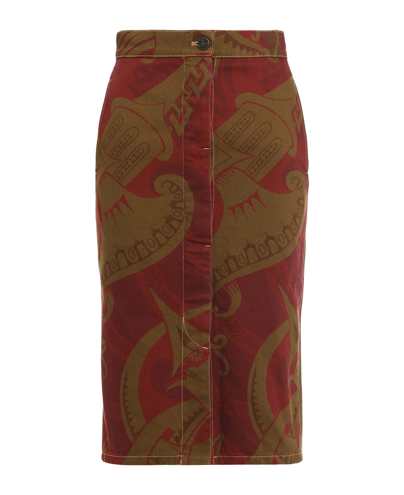 Vivienne Westwood Midi Skirt In Printed Cotton - red