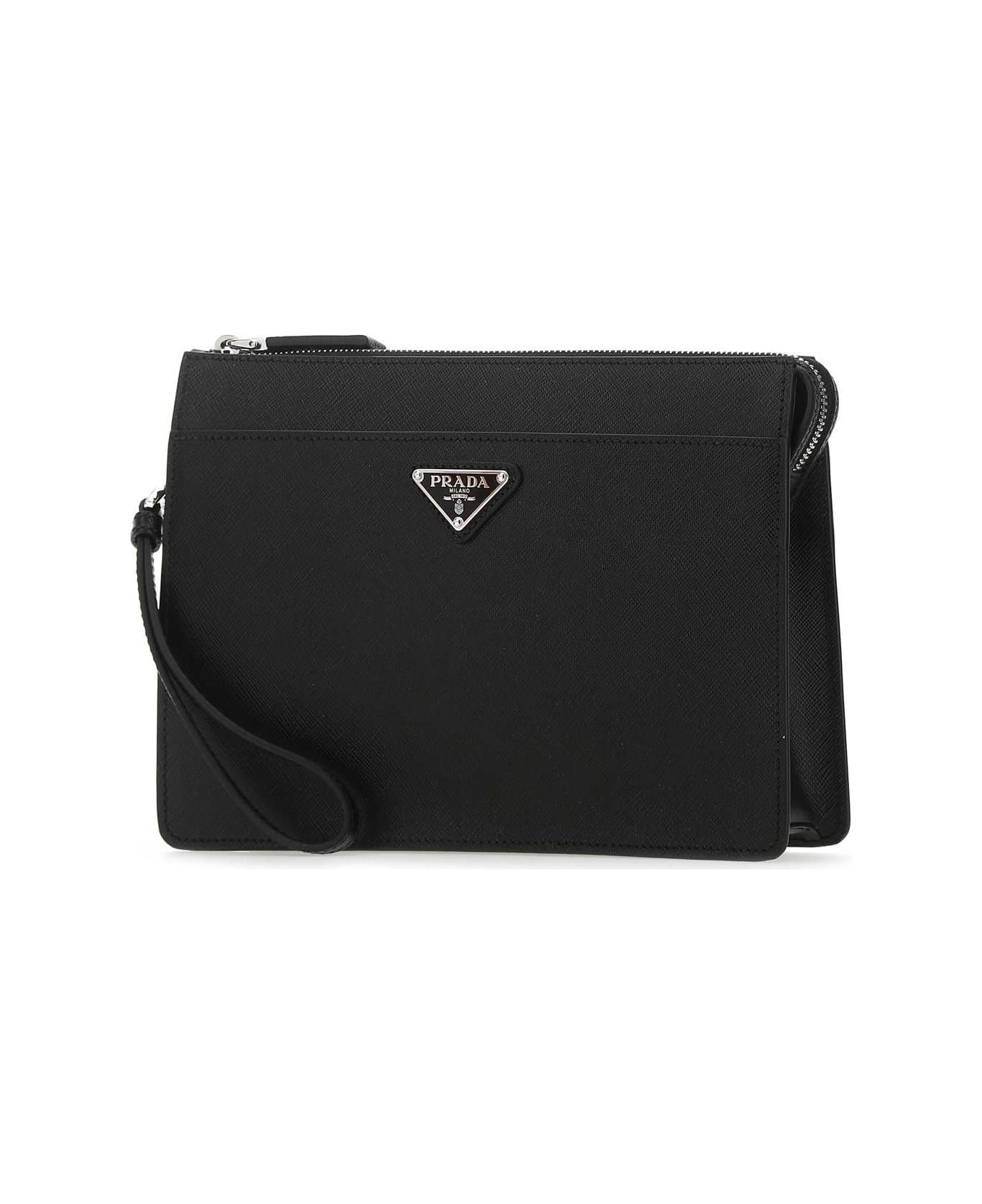 Prada Black Leather Clutch - NERO