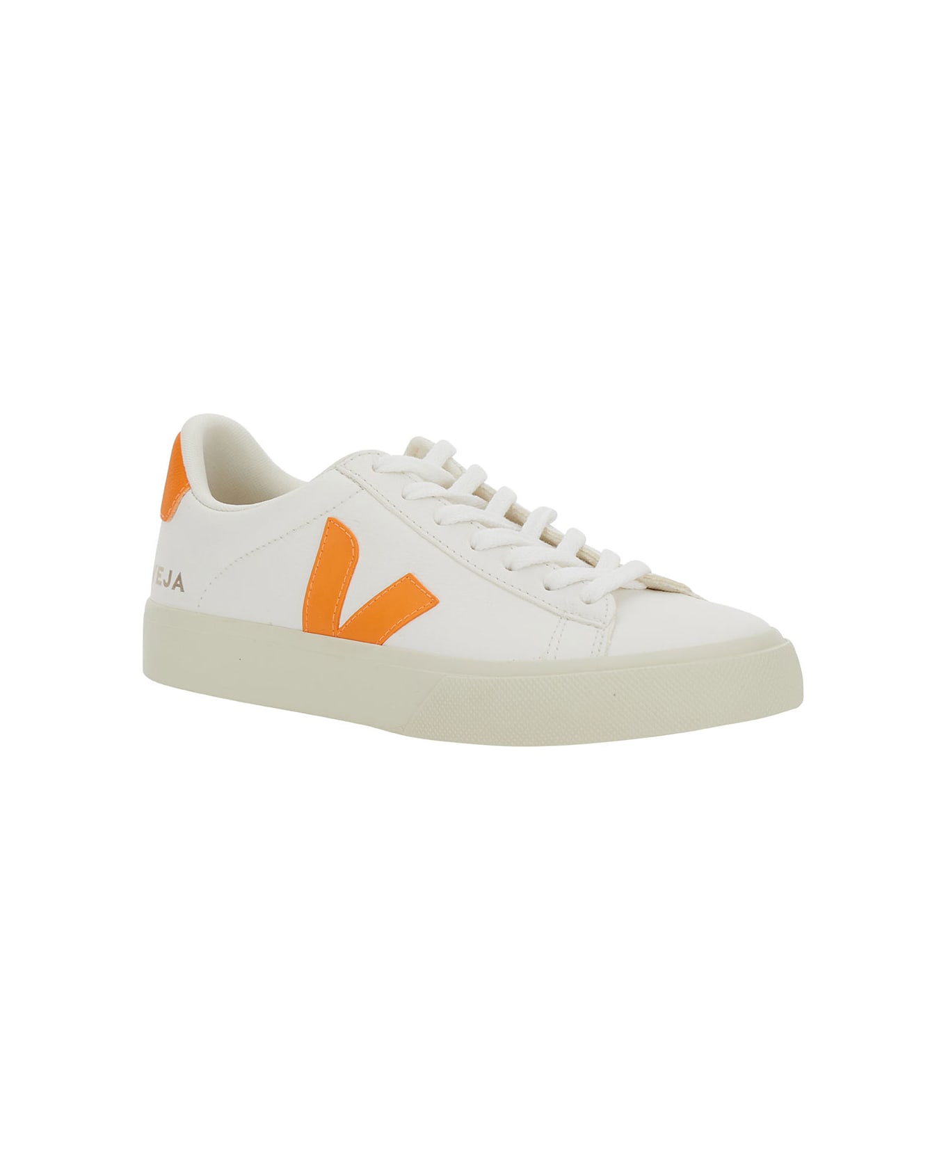 Veja 'campo' White Low Top Sneakers With Contrasting Logo In Leather Woman - White