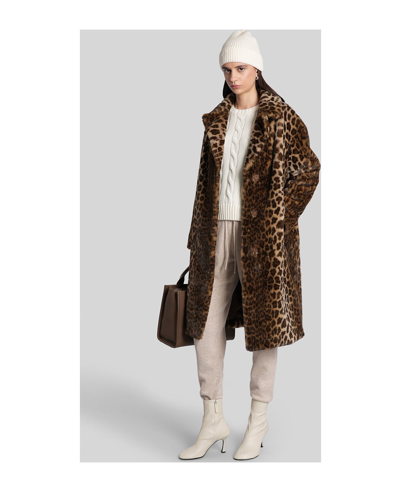 MC2 Saint Barth Rouge Fur Coat In Animalier Polyester - Animalier コート