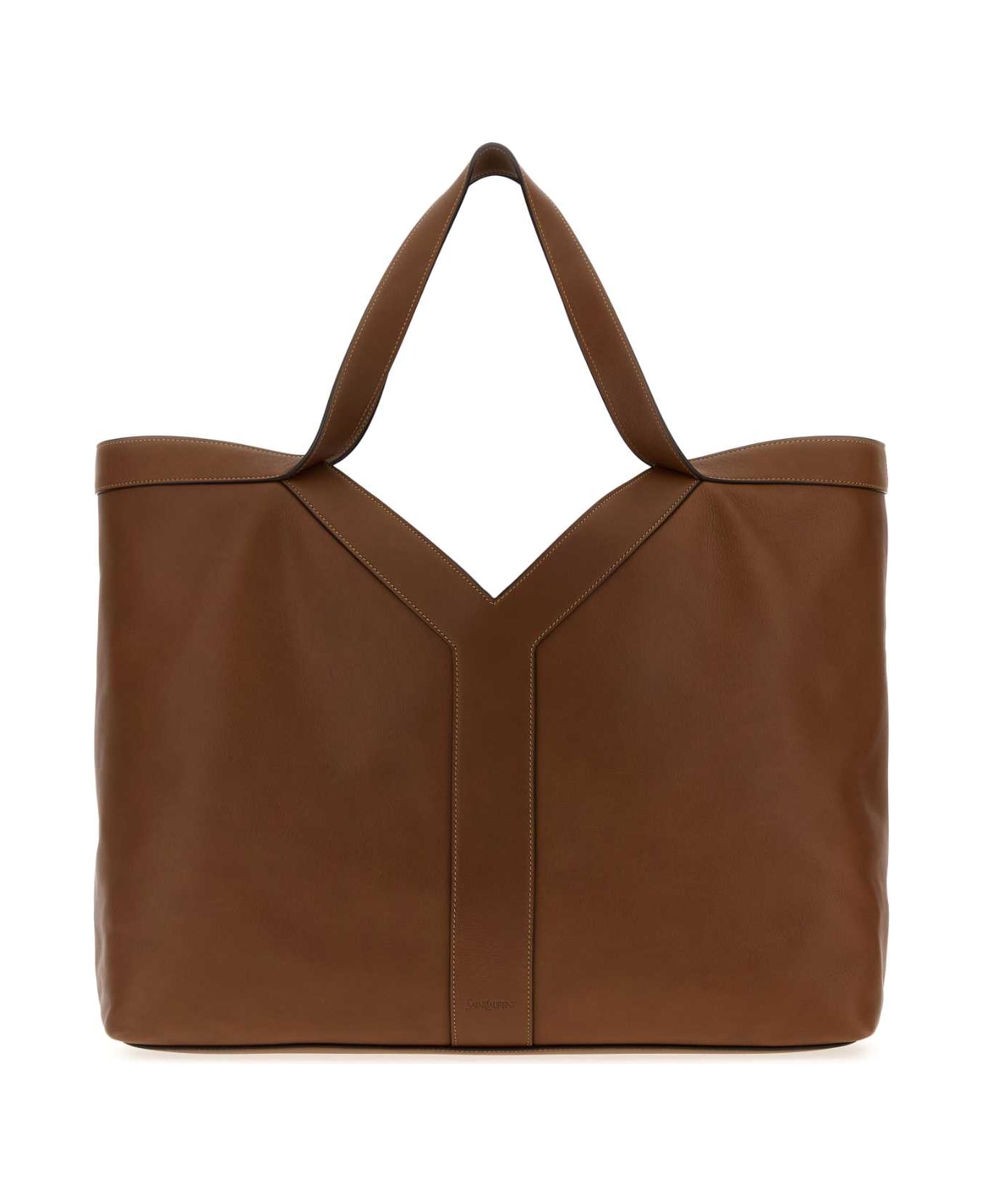 Saint Laurent Brown Leather Oversize Shopping Bag - BRICKEBONY
