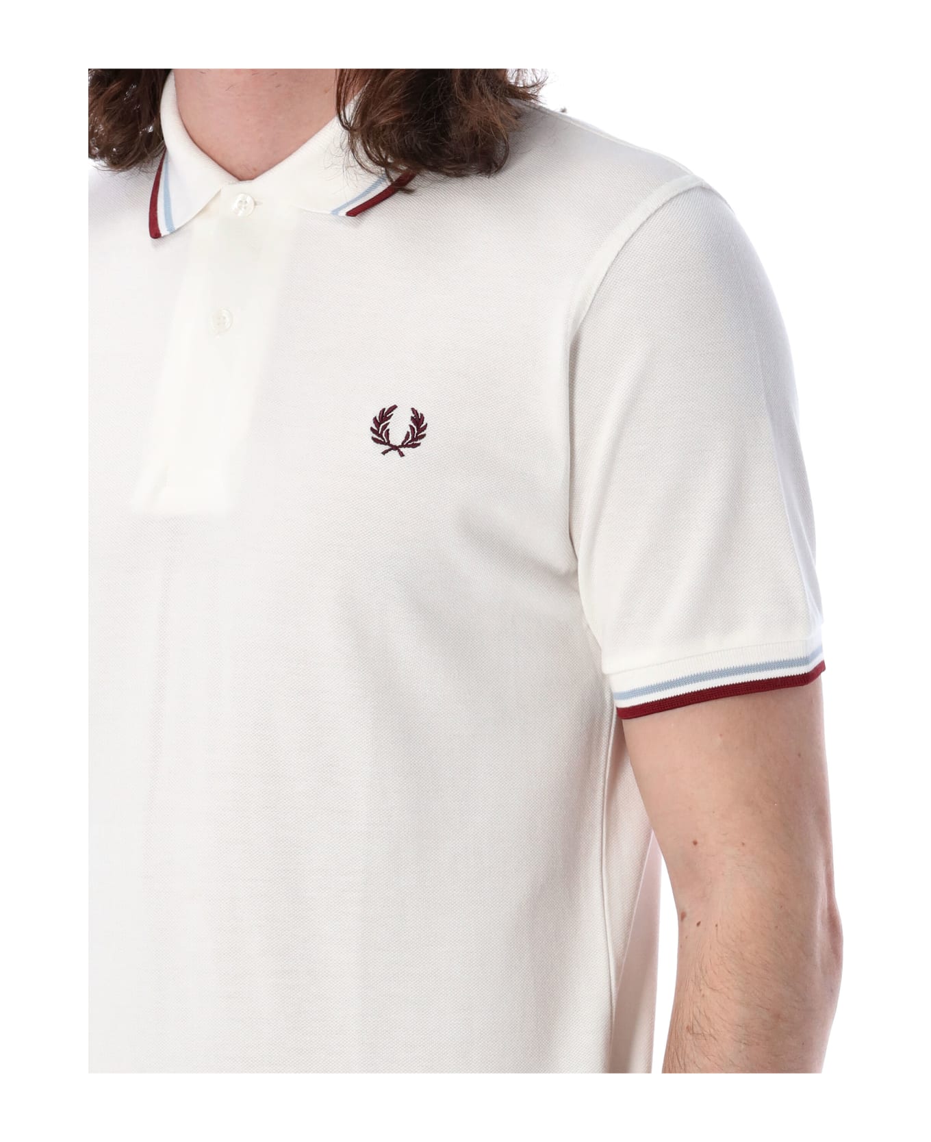 Fred Perry The Original Twin Tipped Piqué Polo Shirt - WHITE MAROON
